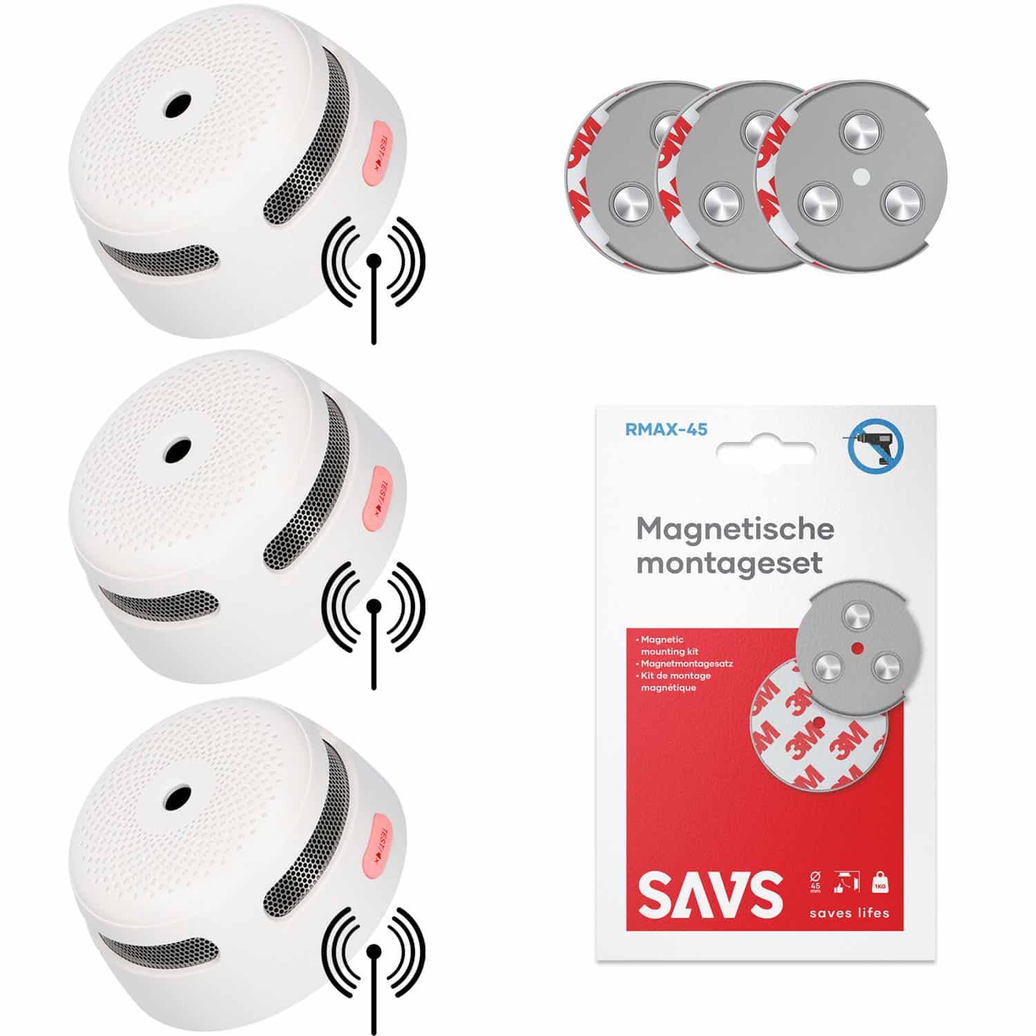 X-Sense XS01-W Rookmelder 3-pack - Draadloos koppelbaar - 10 jaar batterij - Incl. magneet set - Groot meetbereik - Compact design - SAVS® Montageset - Brandmelder
