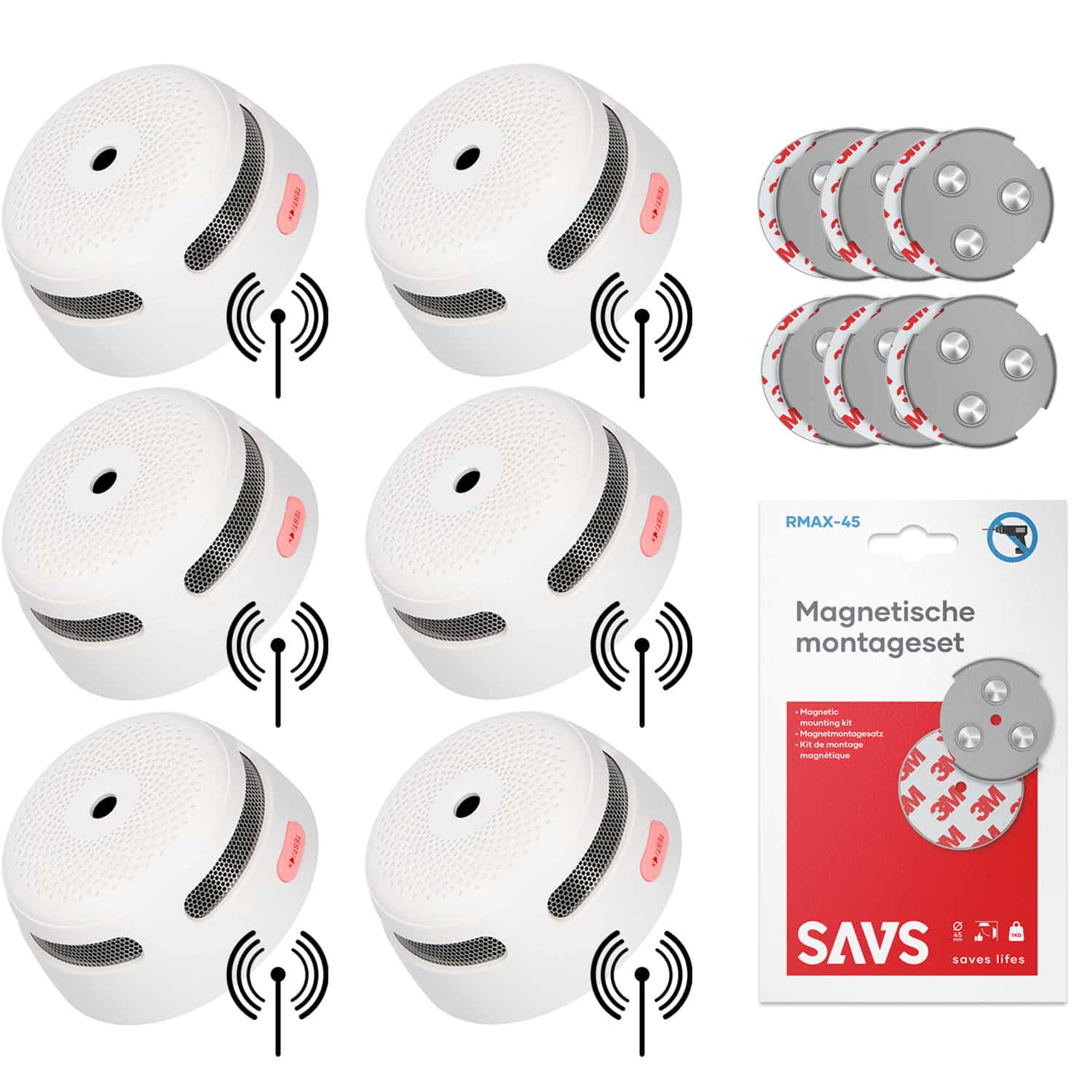 X-Sense XS01-W Draadloos koppelbare rookmelder - Met magneet montage - 6 Rookmelders - 10 jaar batterij - Voldoet aan Europese norm - Koppelbaar brandalarm zonder boren