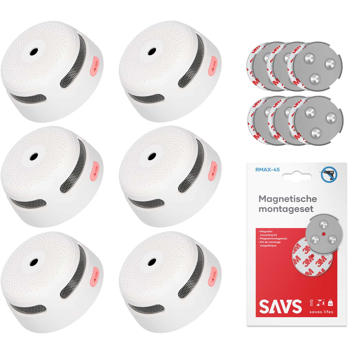 X-Sense XS01 Rookmelder 6-pack - 10 jaar batterij - Incl. magneet set - Groot meetbereik - Compact design - SAVS® Montageset - Brandmelder