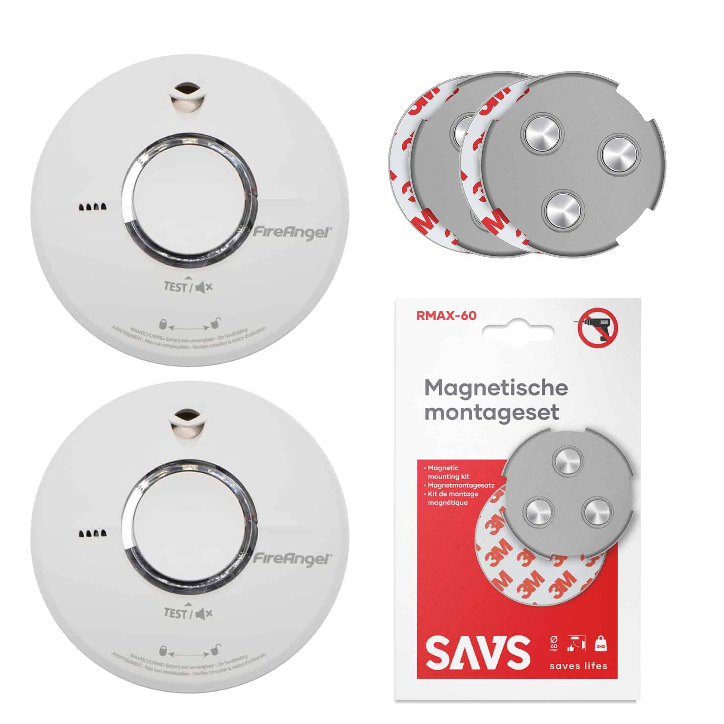 FireAngel ST-622 Rookmelderset + magnetische montagesets 2-pack - 10 jaar batterij - Inclusief magnetische montagesets - Voordelig 2 pack