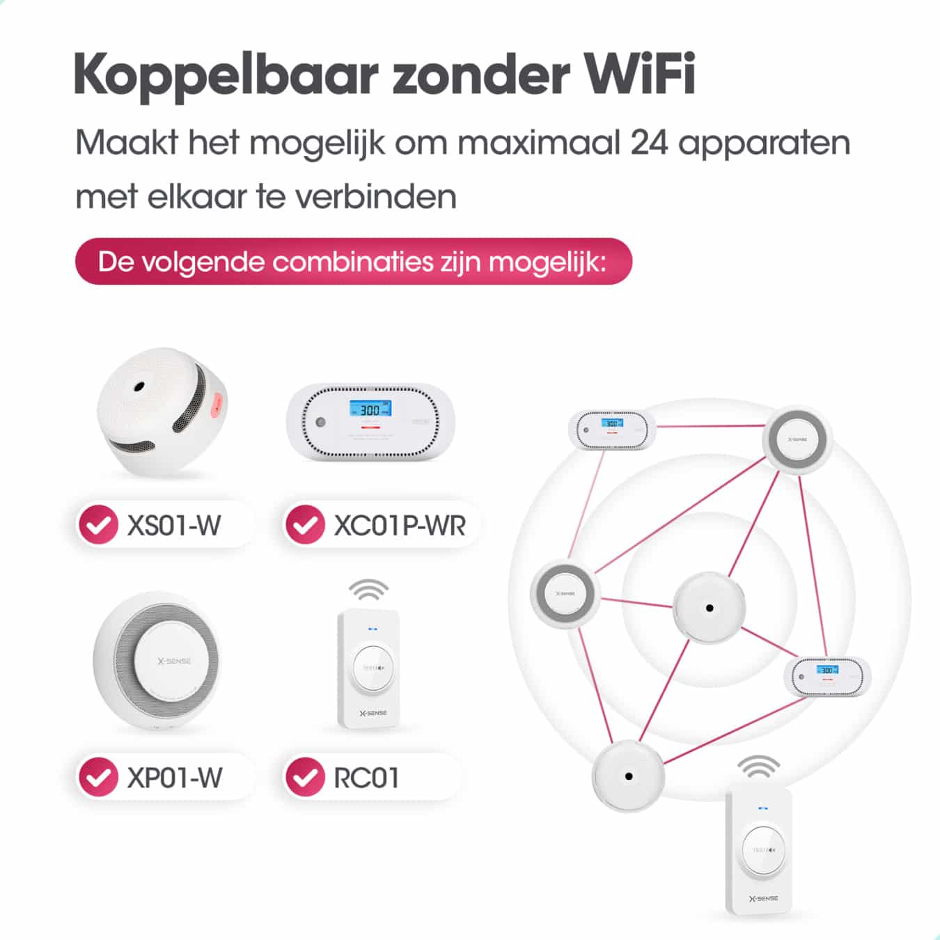 Koop X-Sense XS01-Wx2 Rookmelderset - draadloos koppelbaar - 2-pack