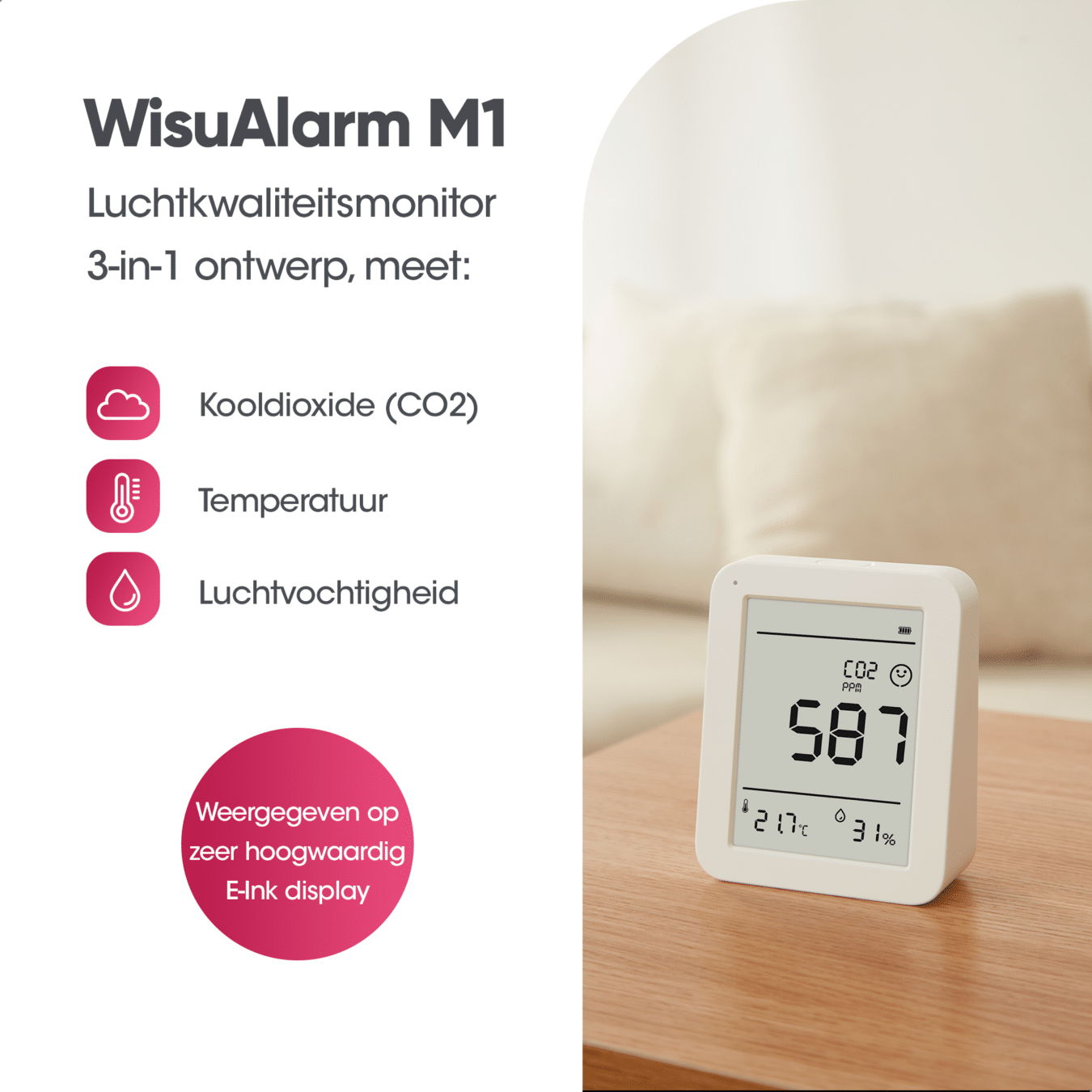 Koop WisuAlarm M1 CO2 meter - Luchtkwaliteitsmeter