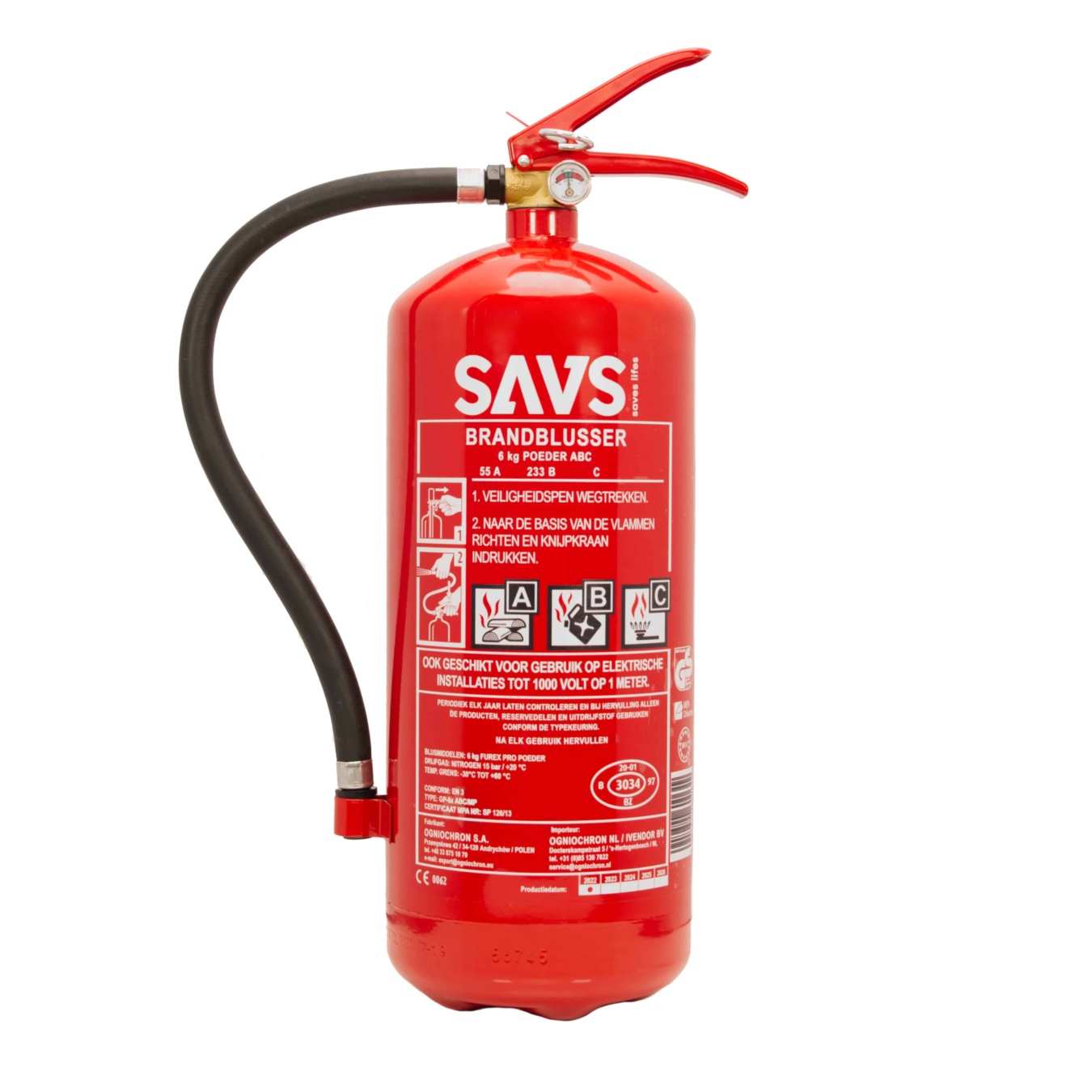 Koop SAVS® Brandblusser poeder 6 kg – GP-6x ABC/MP PLUS