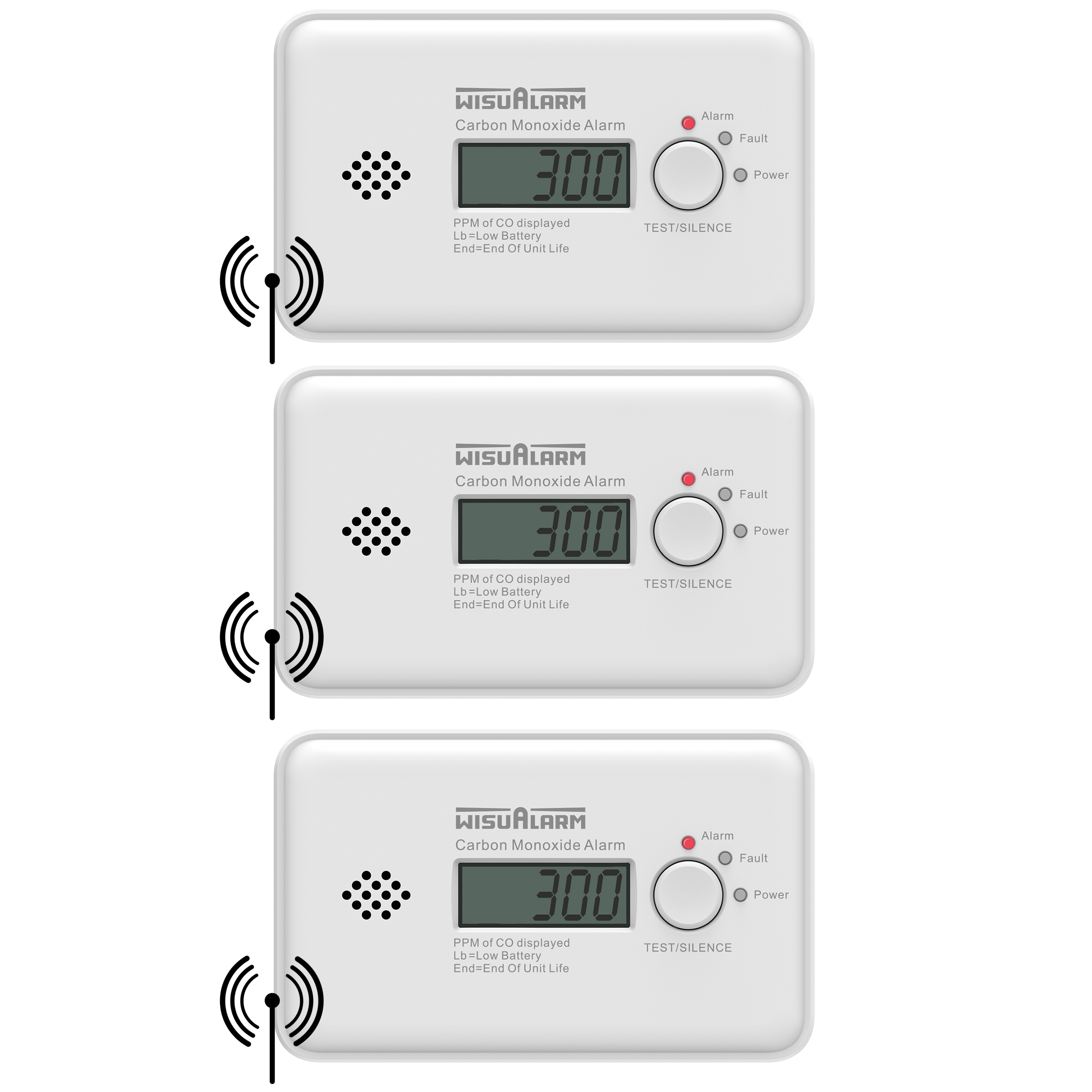 WisuAlarm GC20B-R8 koppelbare Koolmonoxidemelder RF - 3-pack