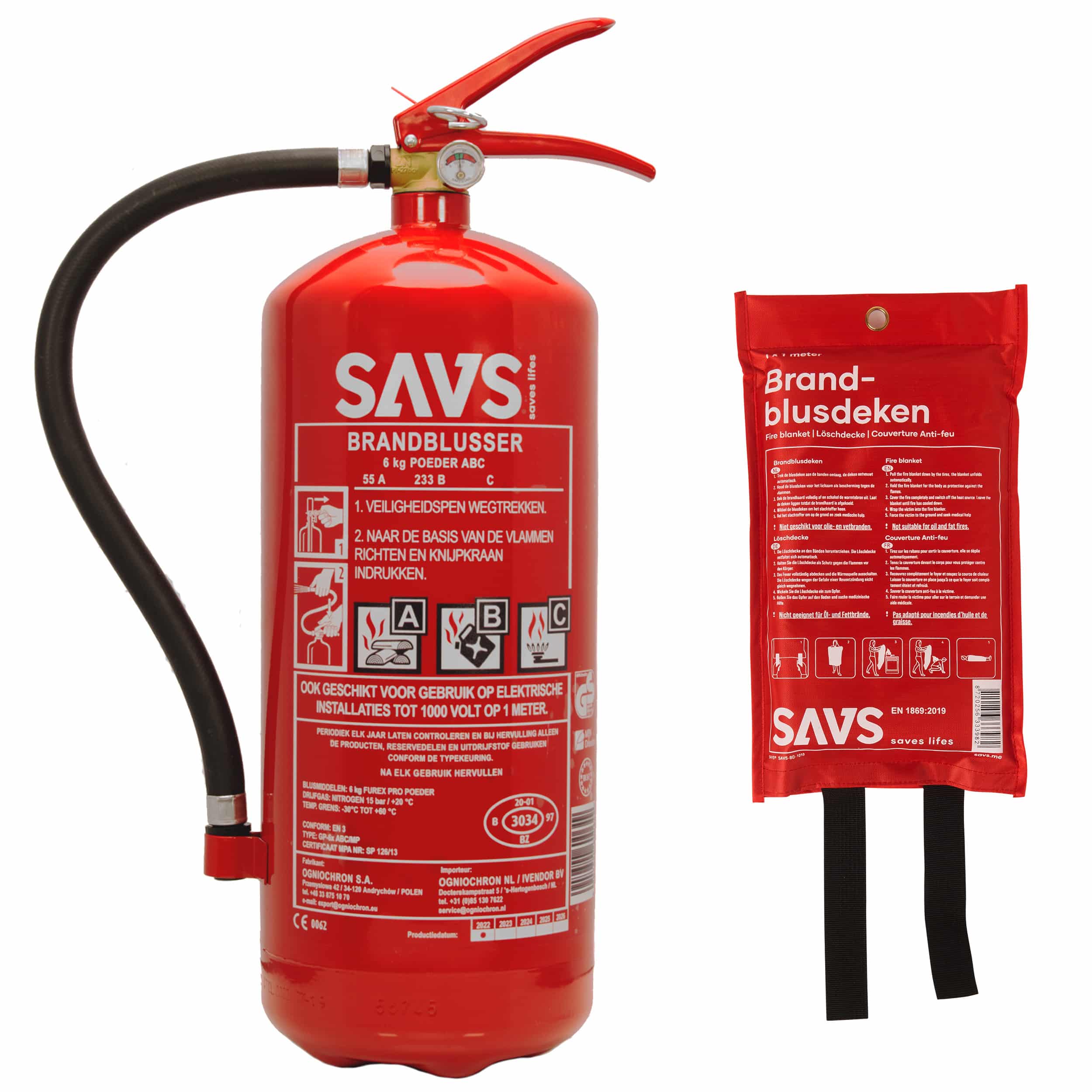 SAVS® Brandblus box Poederblusser Blusdeken XL