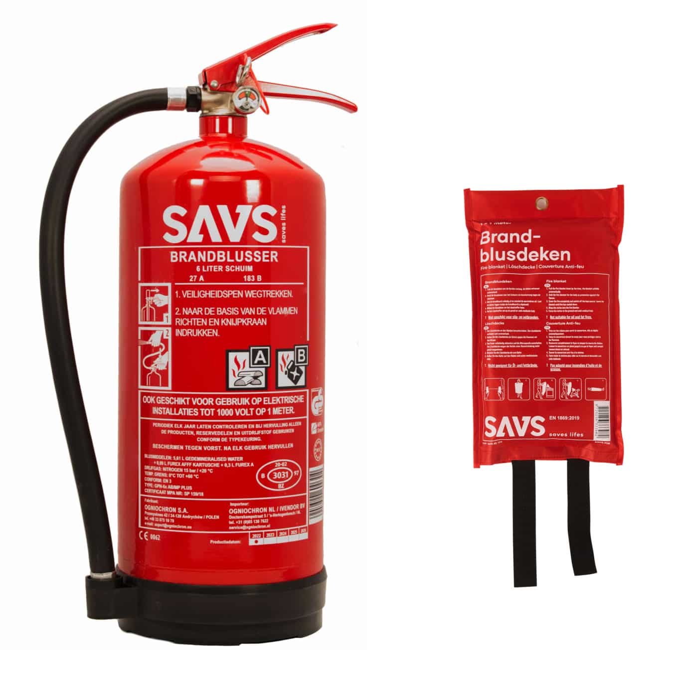 Koop SAVS® Brandblus box – Schuimblusser + Blusdeken – XL