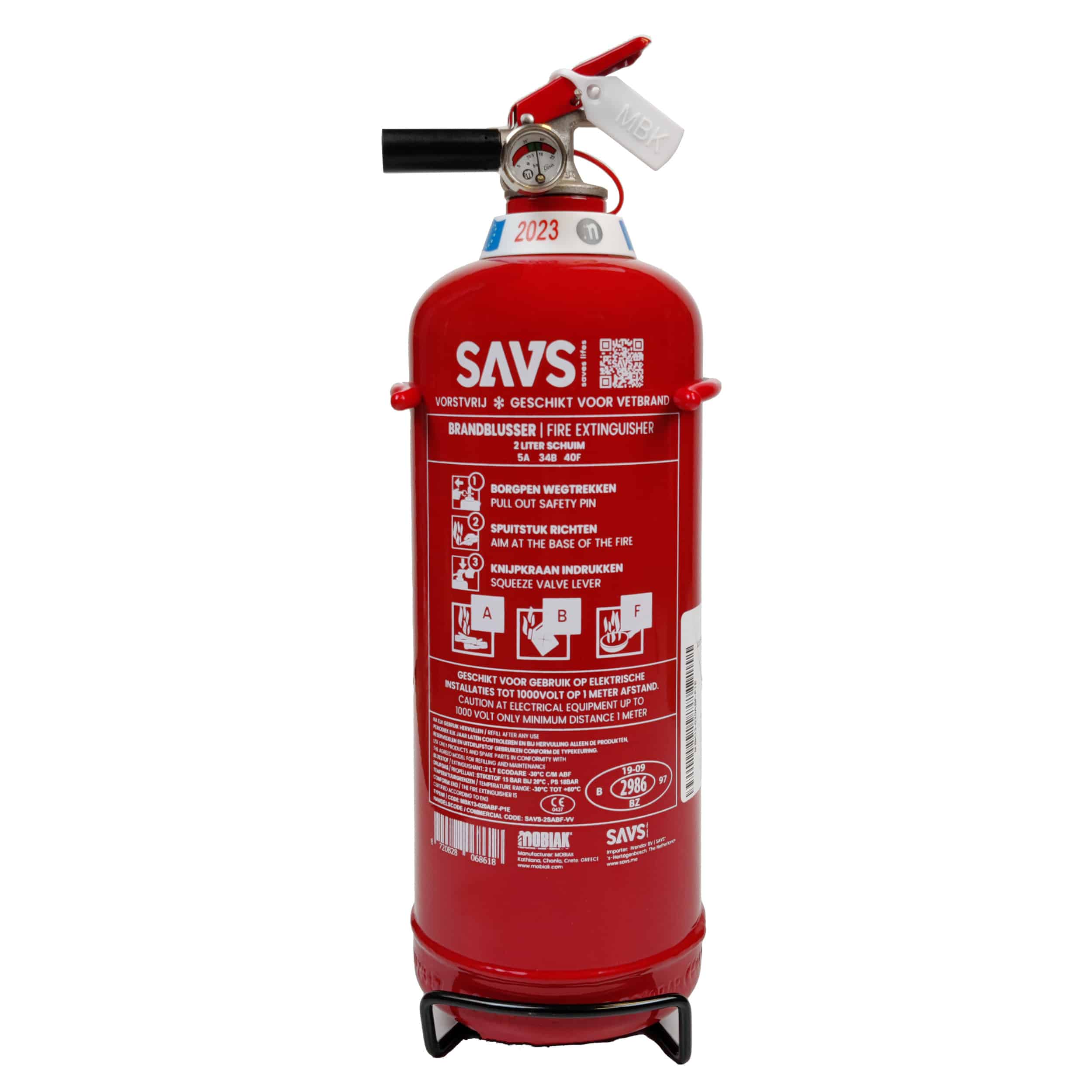SAVS schuimblusser 2 Liter ABF vorstvrij