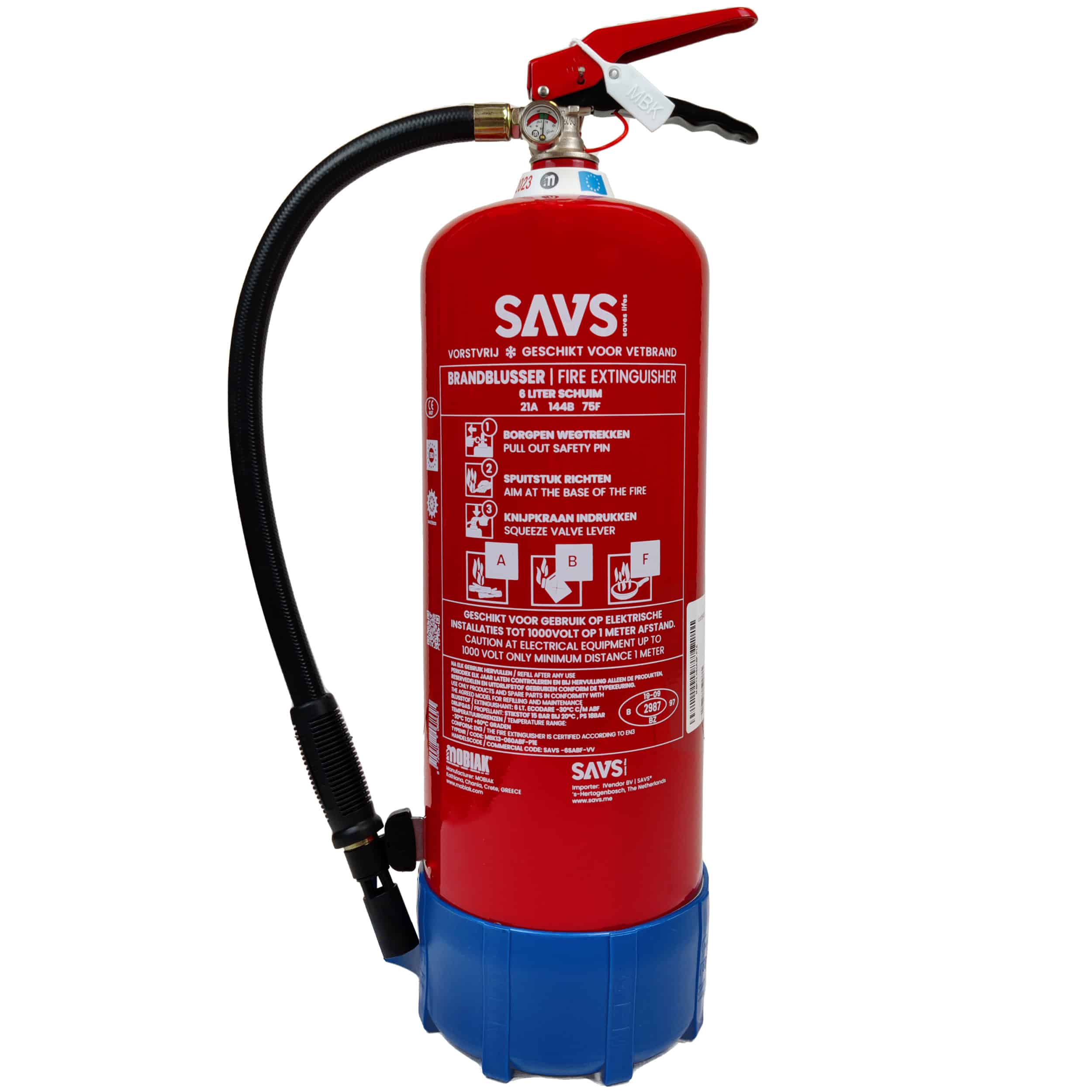 SAVS schuimblusser 6 Liter ABF vorstvrij