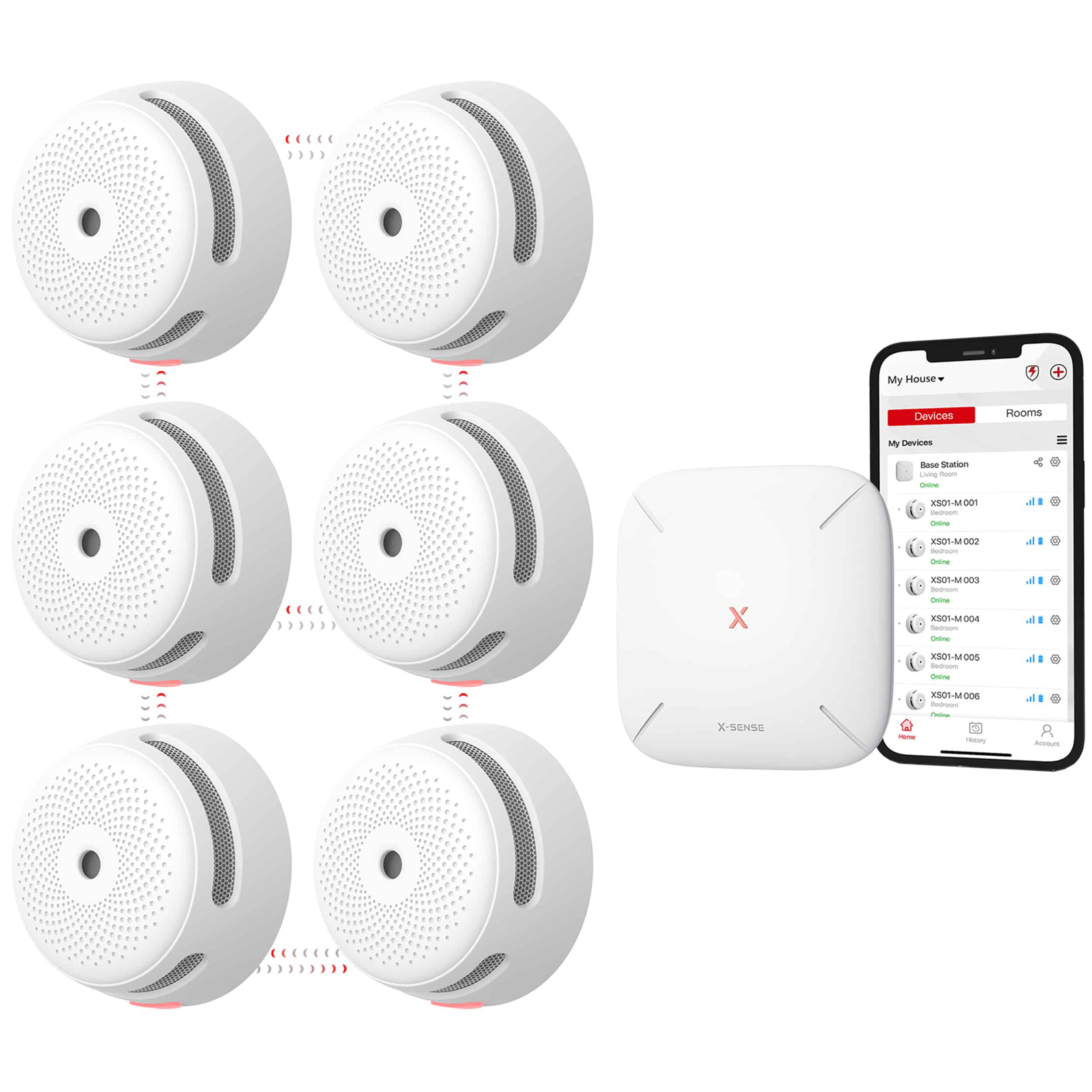 X-Sense Link+ Pro bundel - 6 Rookmelders en Base Station