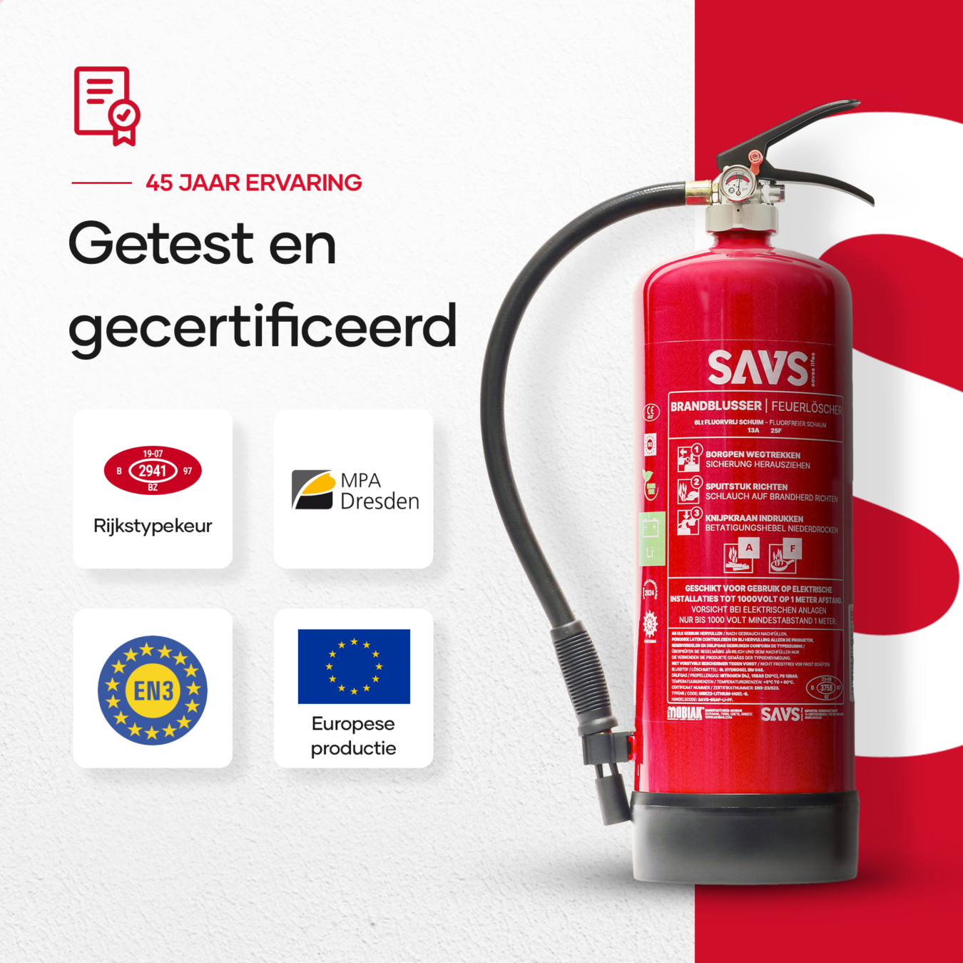 Koop SAVS Lithium brandblusser schuim 6 Liter AF Fluorvrij