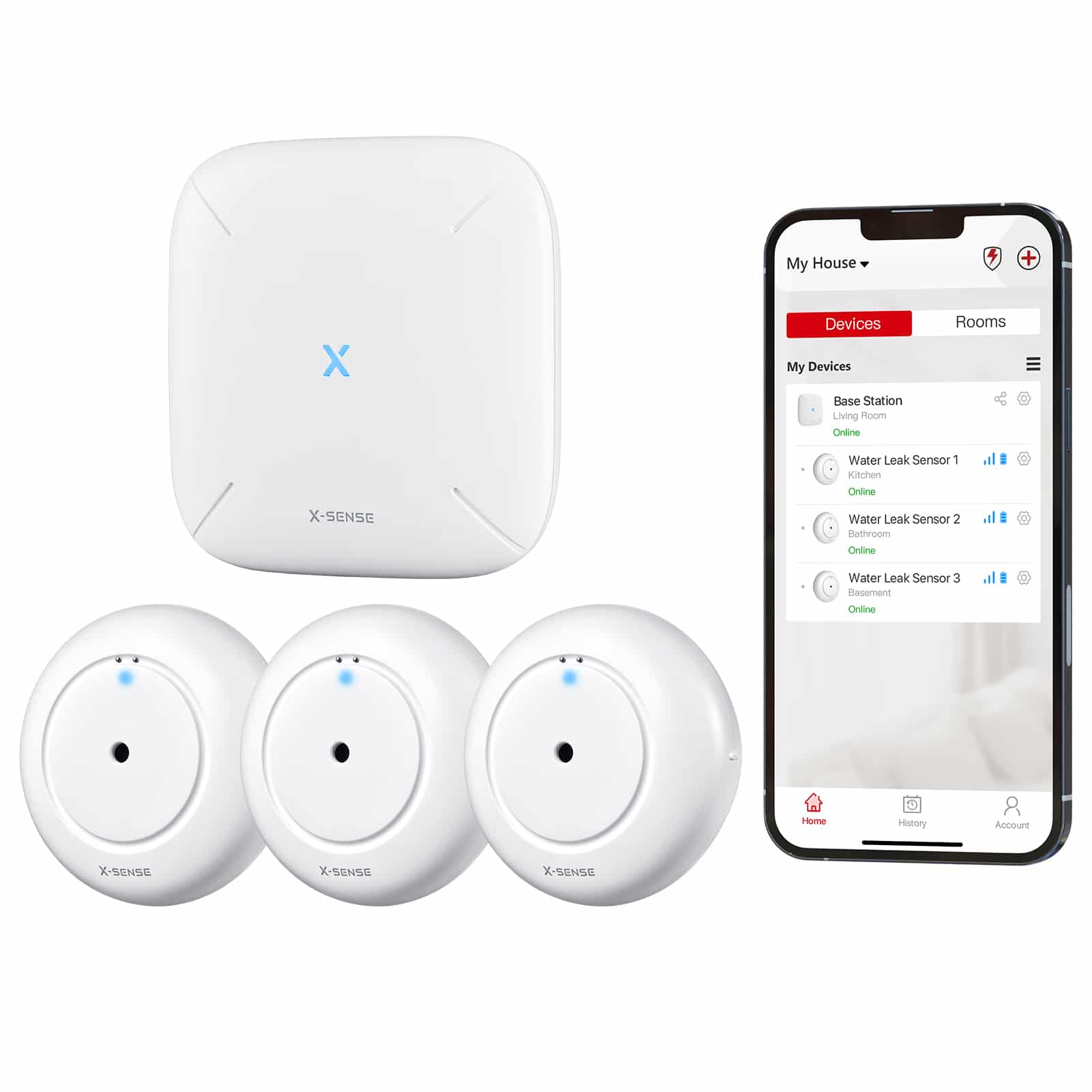 X-Sense Smart Watermelder bundel - 3 Watermelders en Base Station