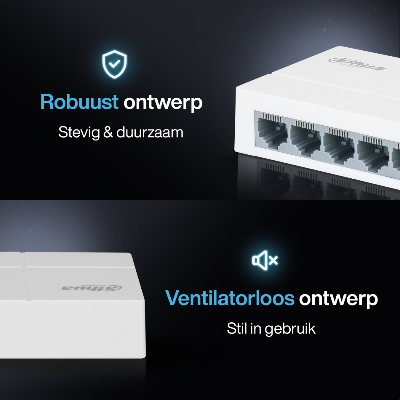 Koop Dahua Ethernet Switch - 8 Poorten - 10 / 100 Mbps - Kunststof