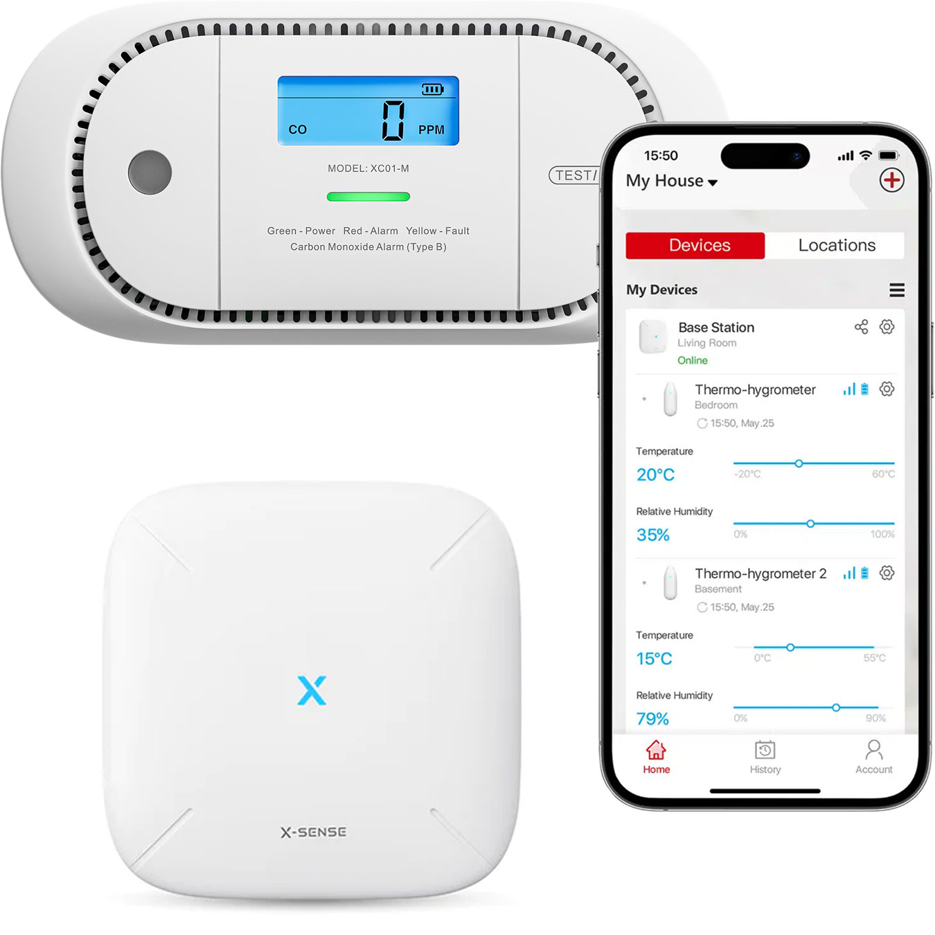 Koop X-Sense XC01-M Koolmonoxidemelder en SBS50 Base Station