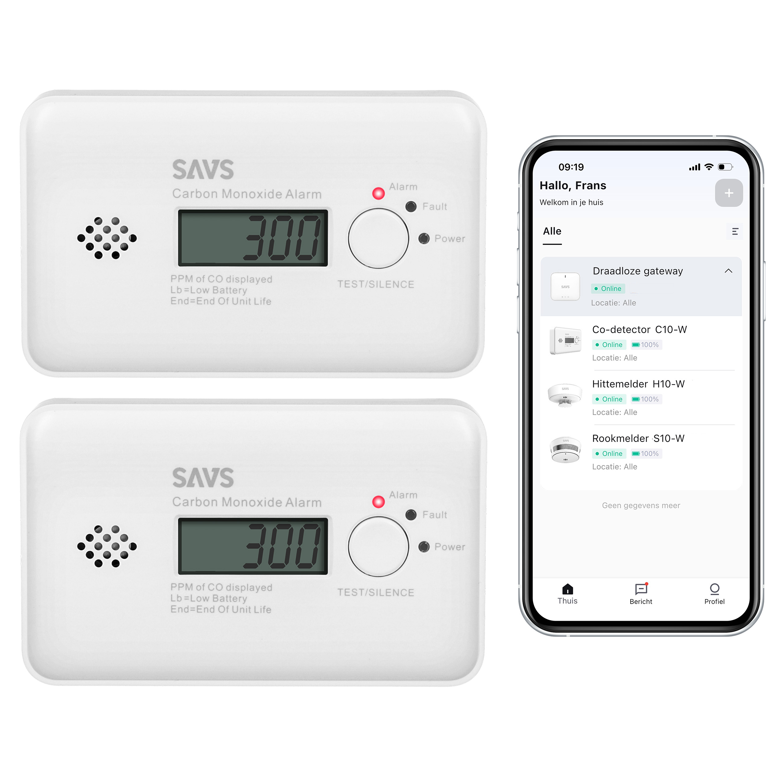 SAVS C10-W Koolmonoxidemelder 2-pack - LinkSmart