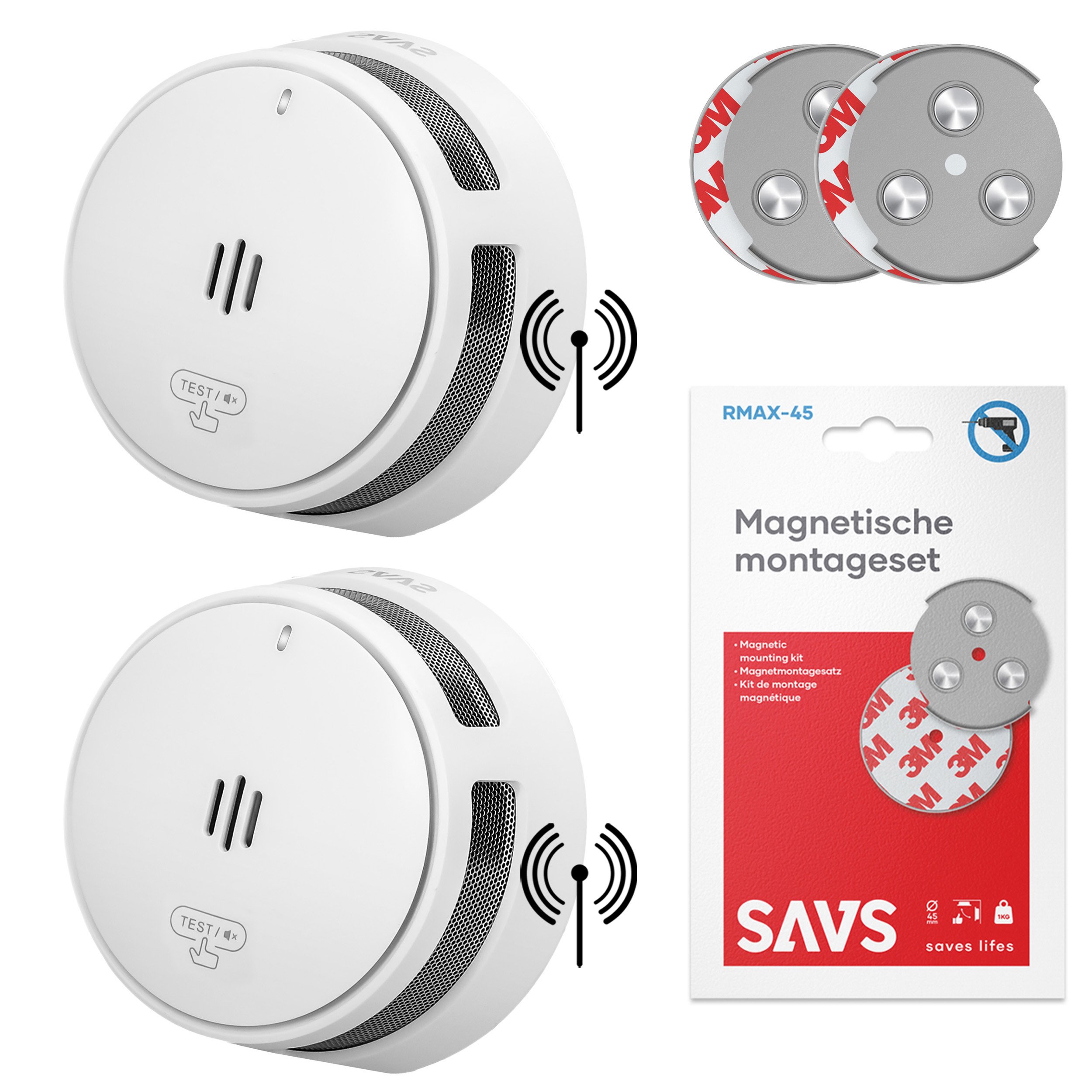 SAVS S10-W Rookmelder RF 10 jaar 2-pack + RMAX