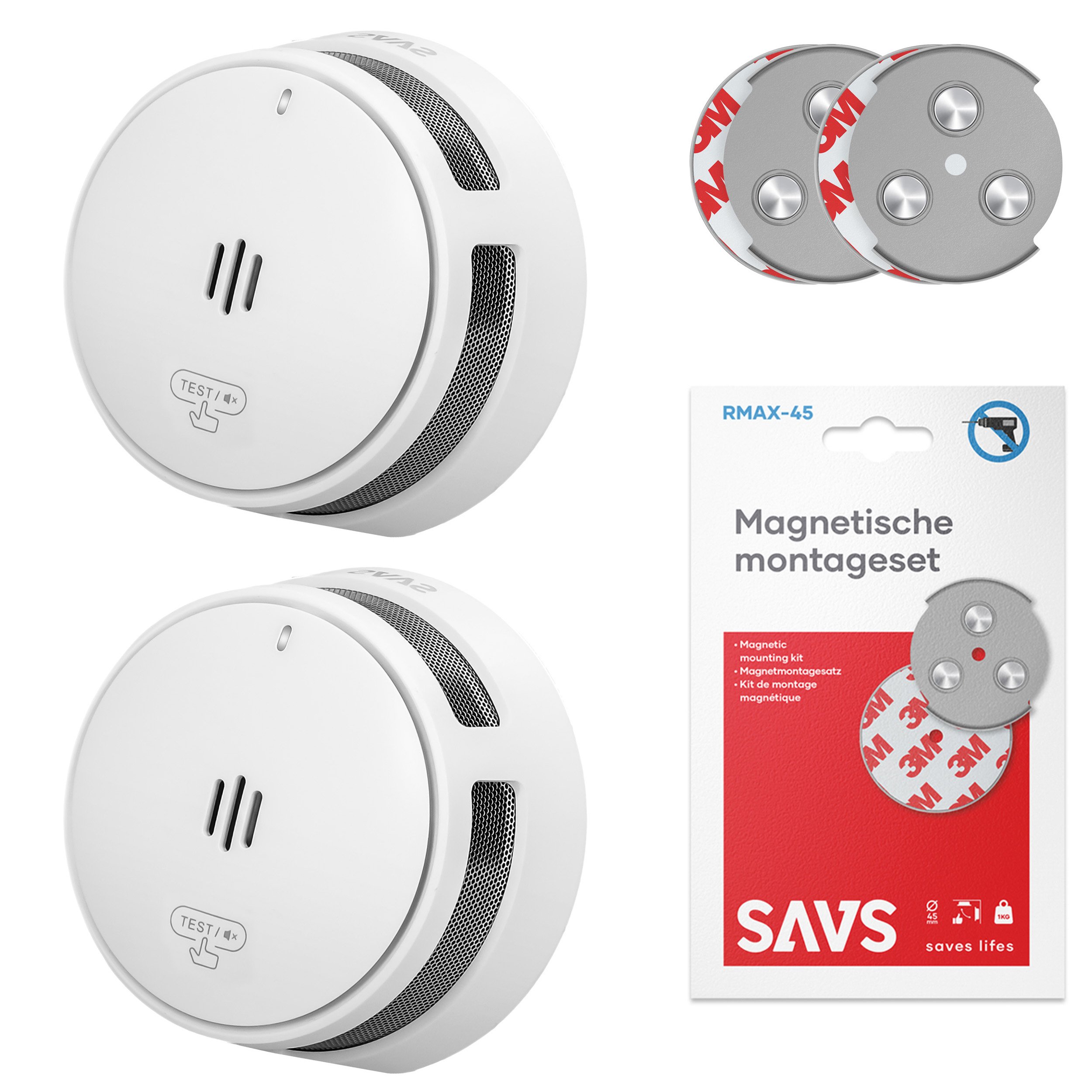 Savs S10 Rookmelder Met Magneet Montage - 2-pack - 10 Jaar Batterij - Compact Design