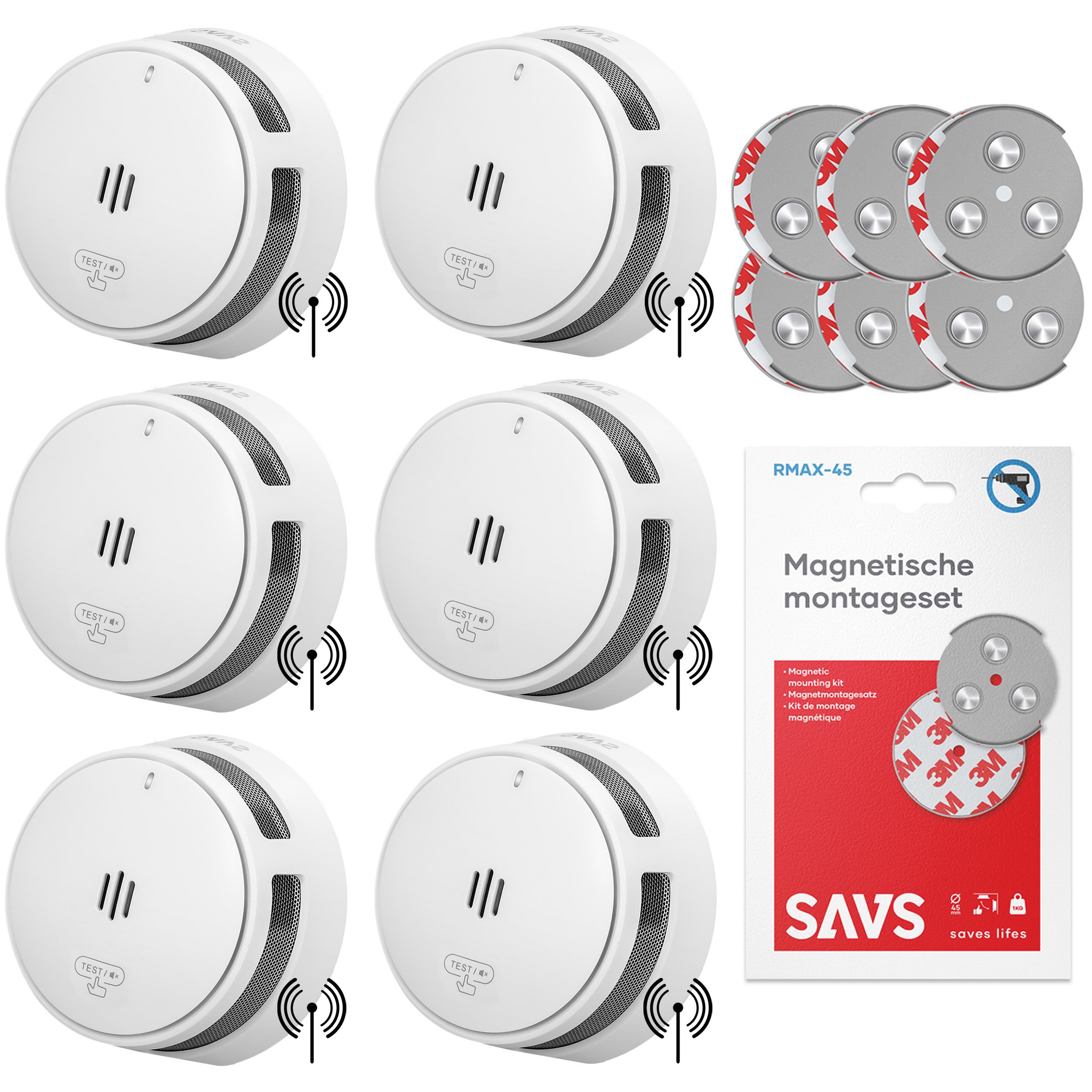 SAVS S10-W Rookmelder RF 10 jaar 6-pack + RMAX