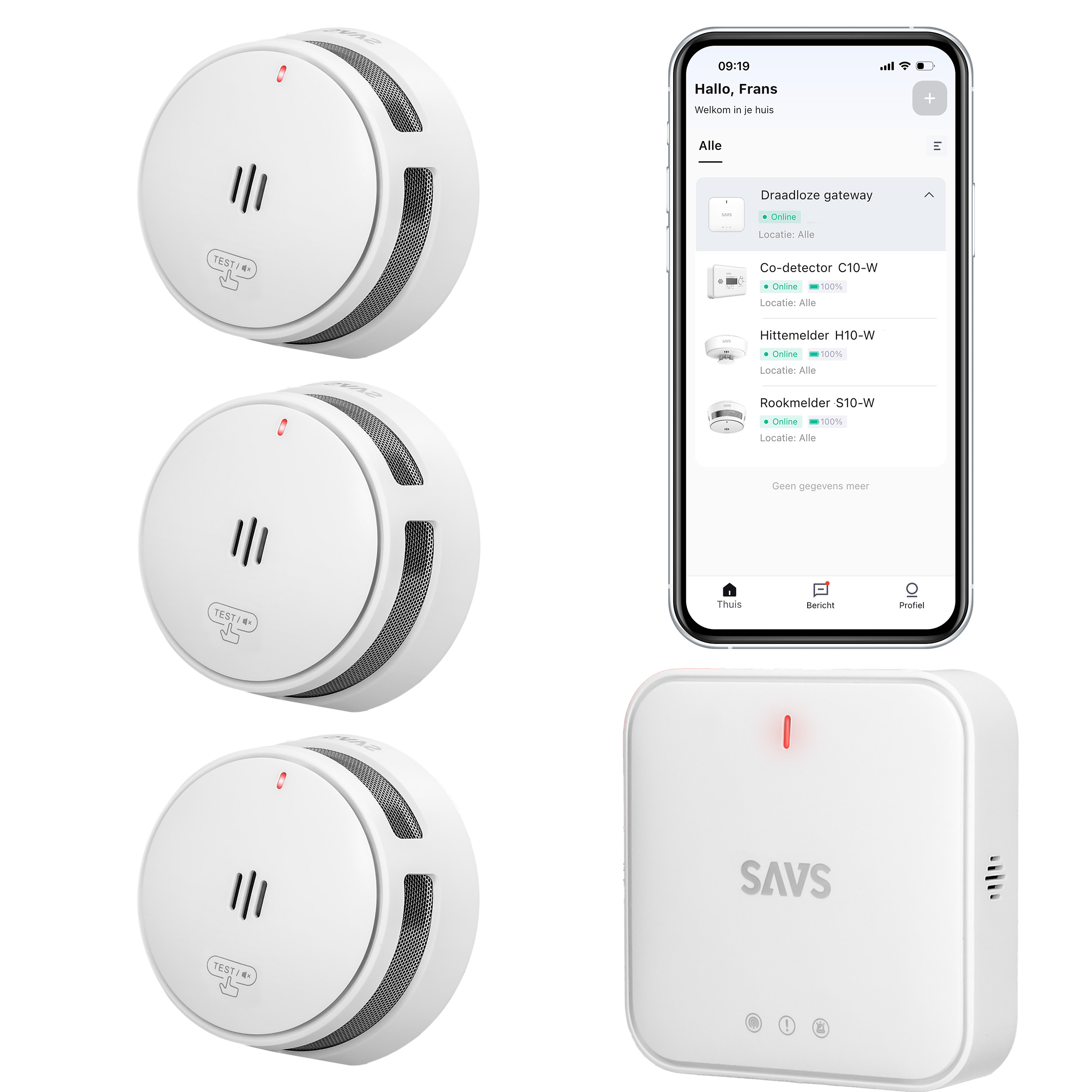 SAVS LinkSmart bundel - 3 Rookmelders en Base Station