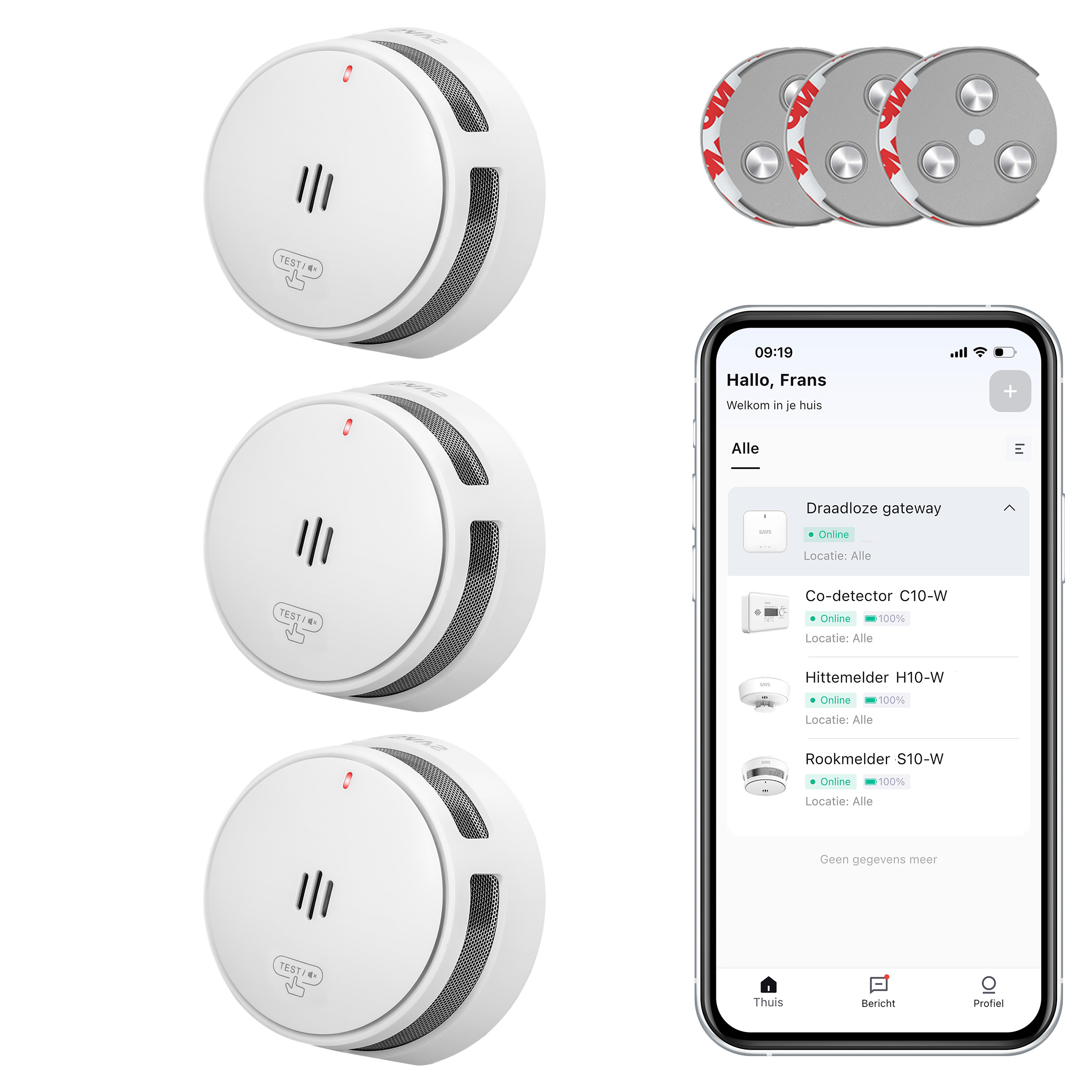 SAVS S10-W Rookmelder RF 10 jaar 3-pack + RMAX
