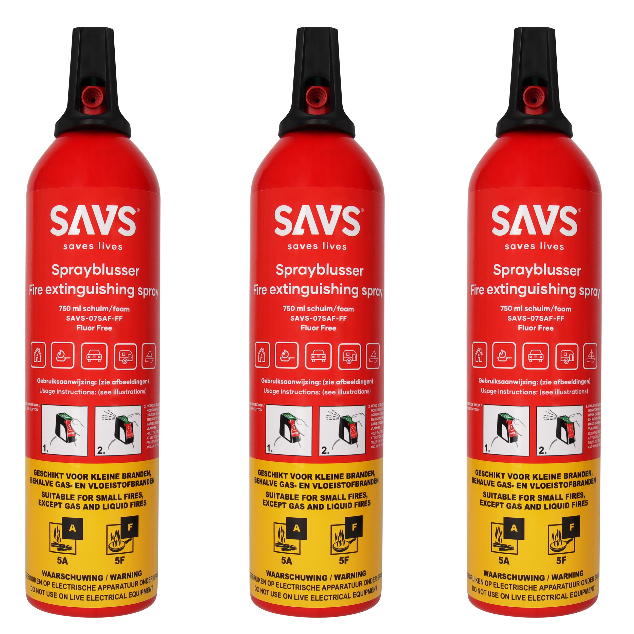 SAVS Sprayblusser 750 ml schuim 3-pack