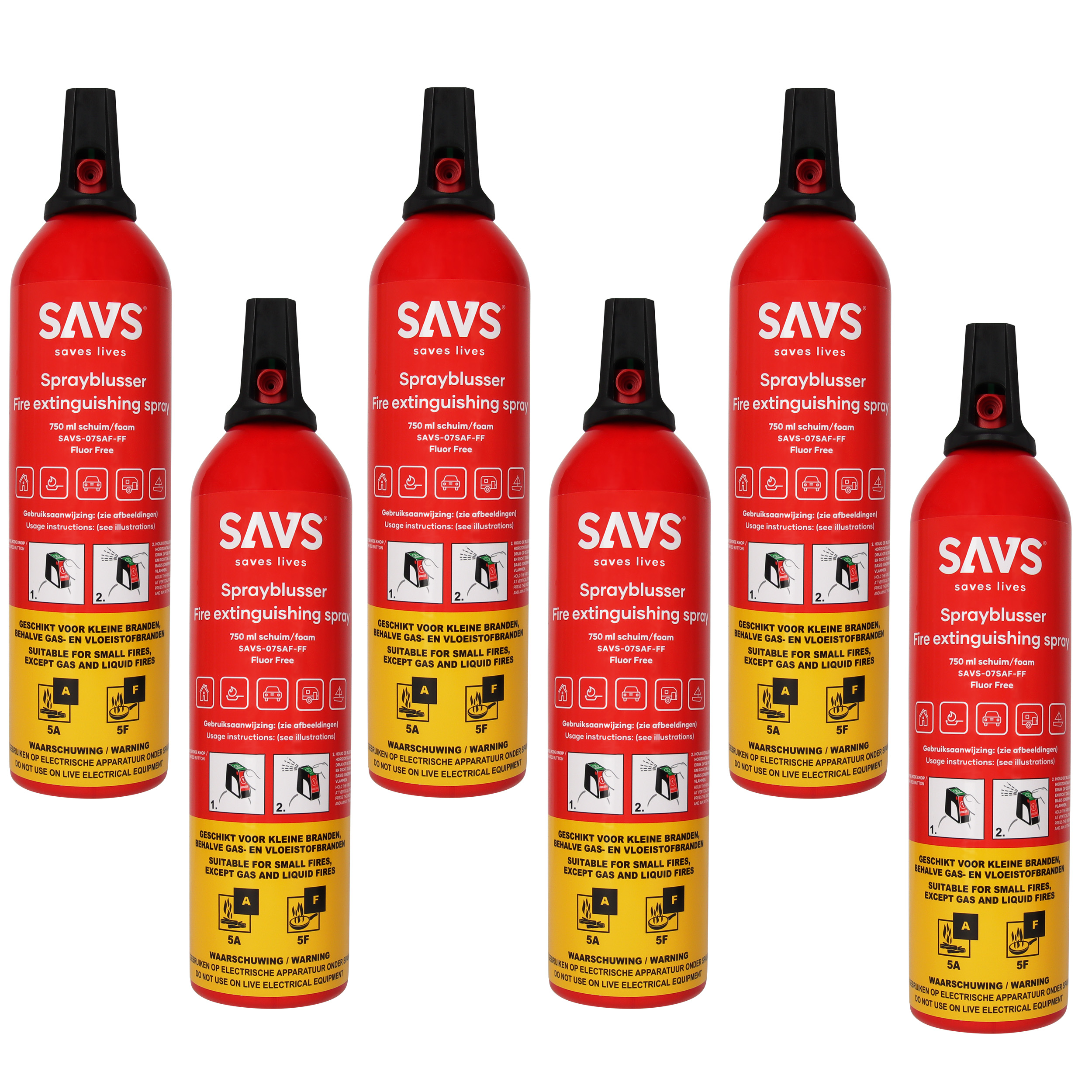 SAVS Sprayblusser 750 ml schuim 6-pack