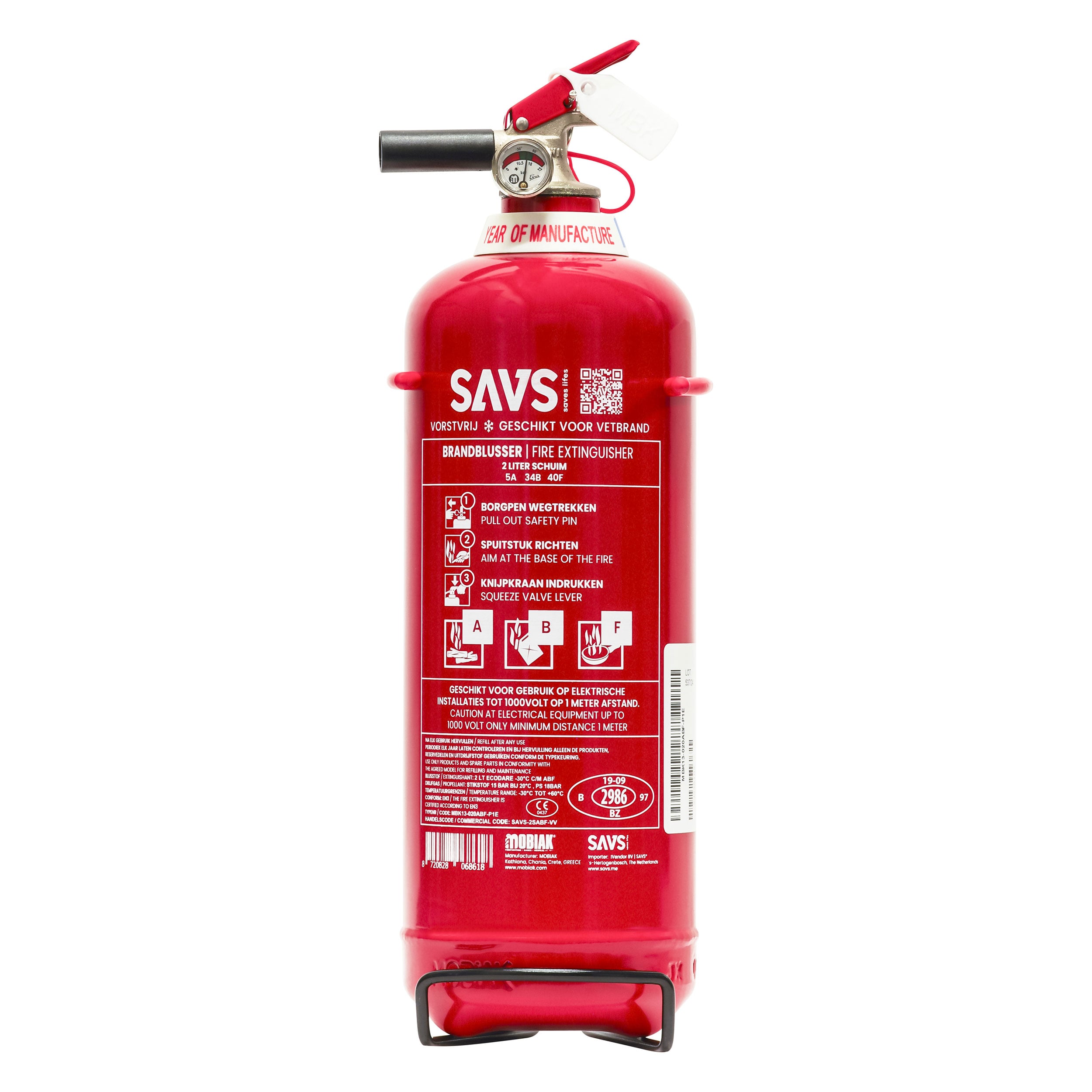 Vet schuimblusser 2 liter ABF Vorstvrij Ecofex (inclusief