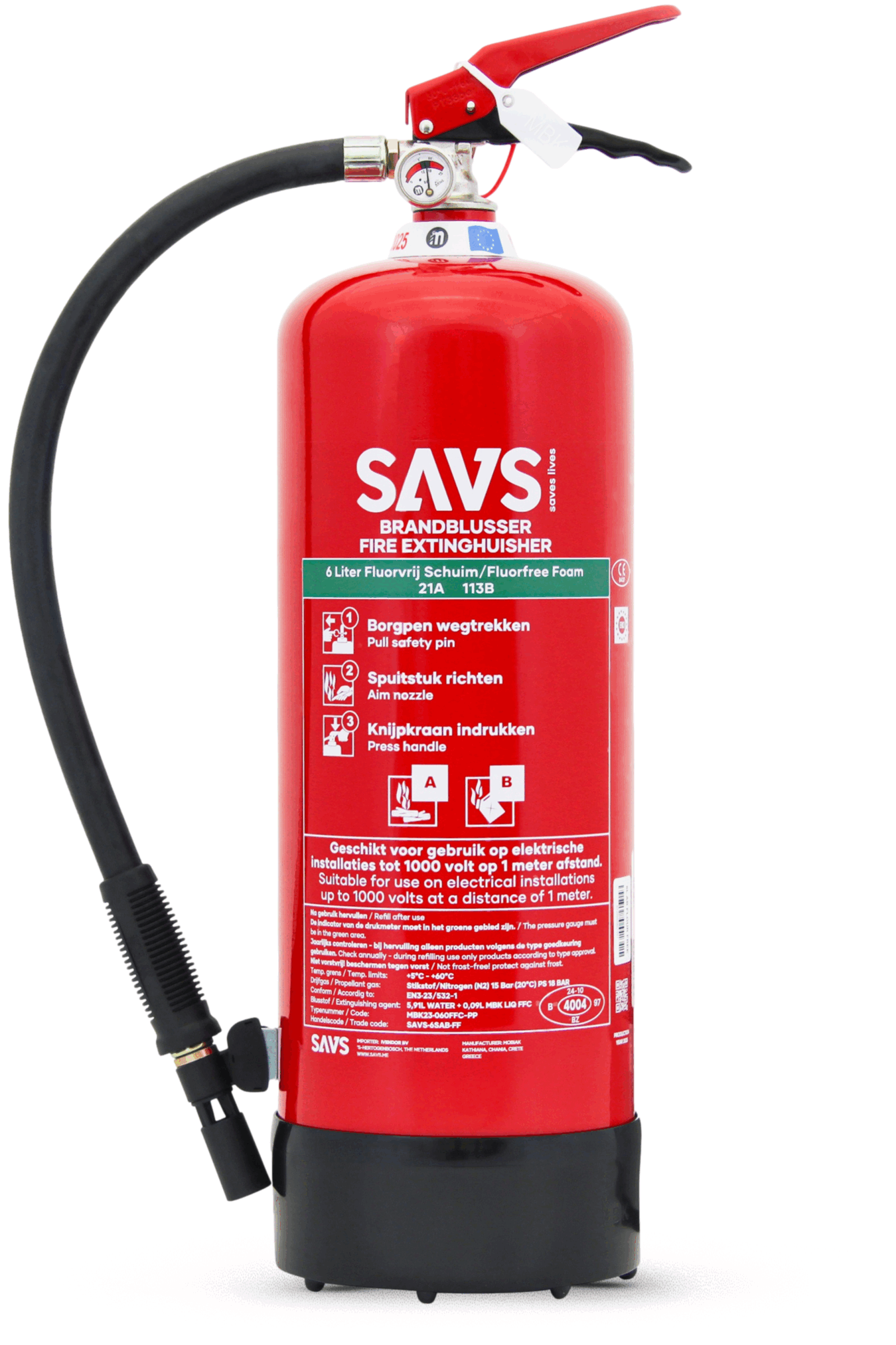 Koop SAVS schuimblusser 6 liter AB 100% PFAS-Fluorvrij