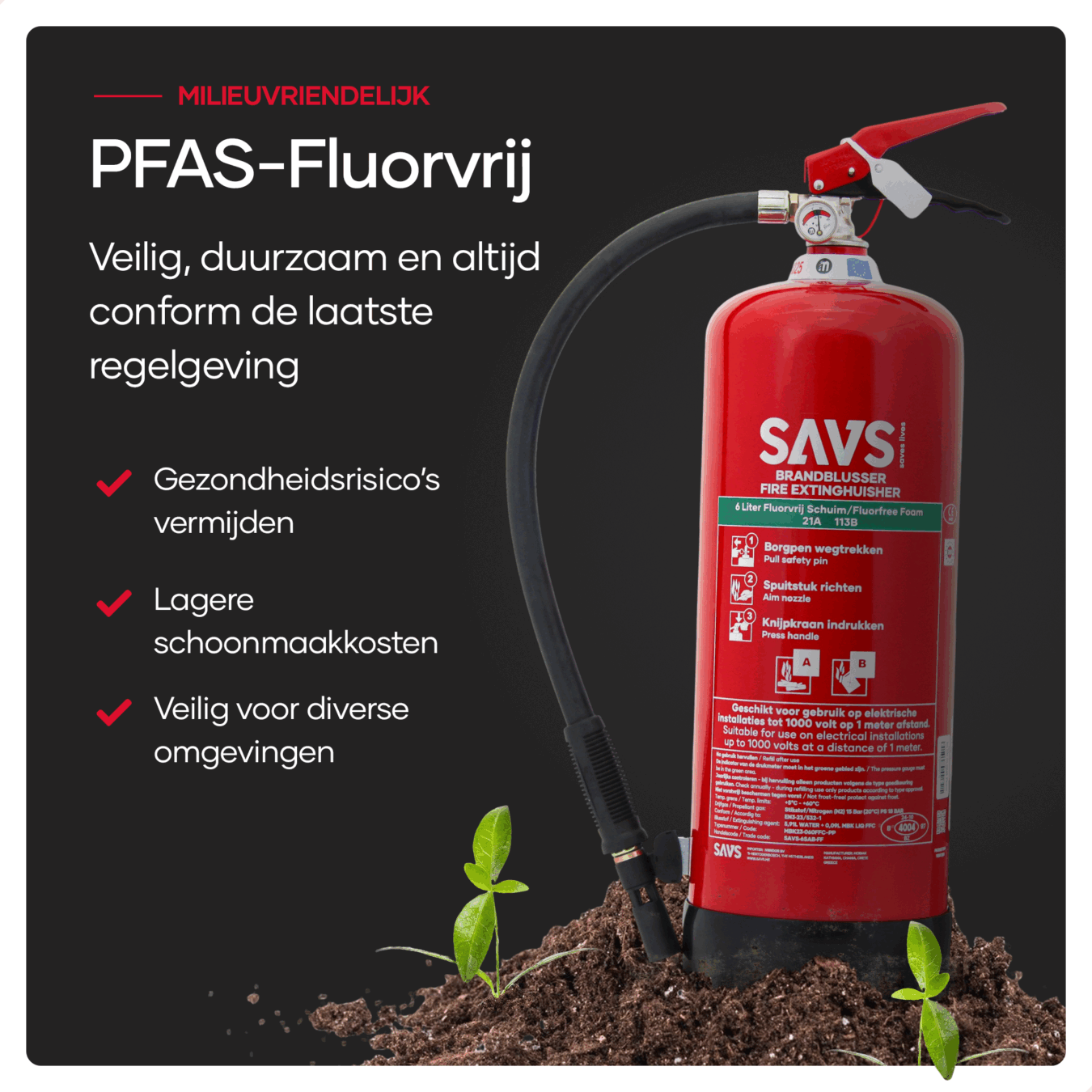 Koop SAVS schuimblusser 6 liter AB 100% PFAS-Fluorvrij
