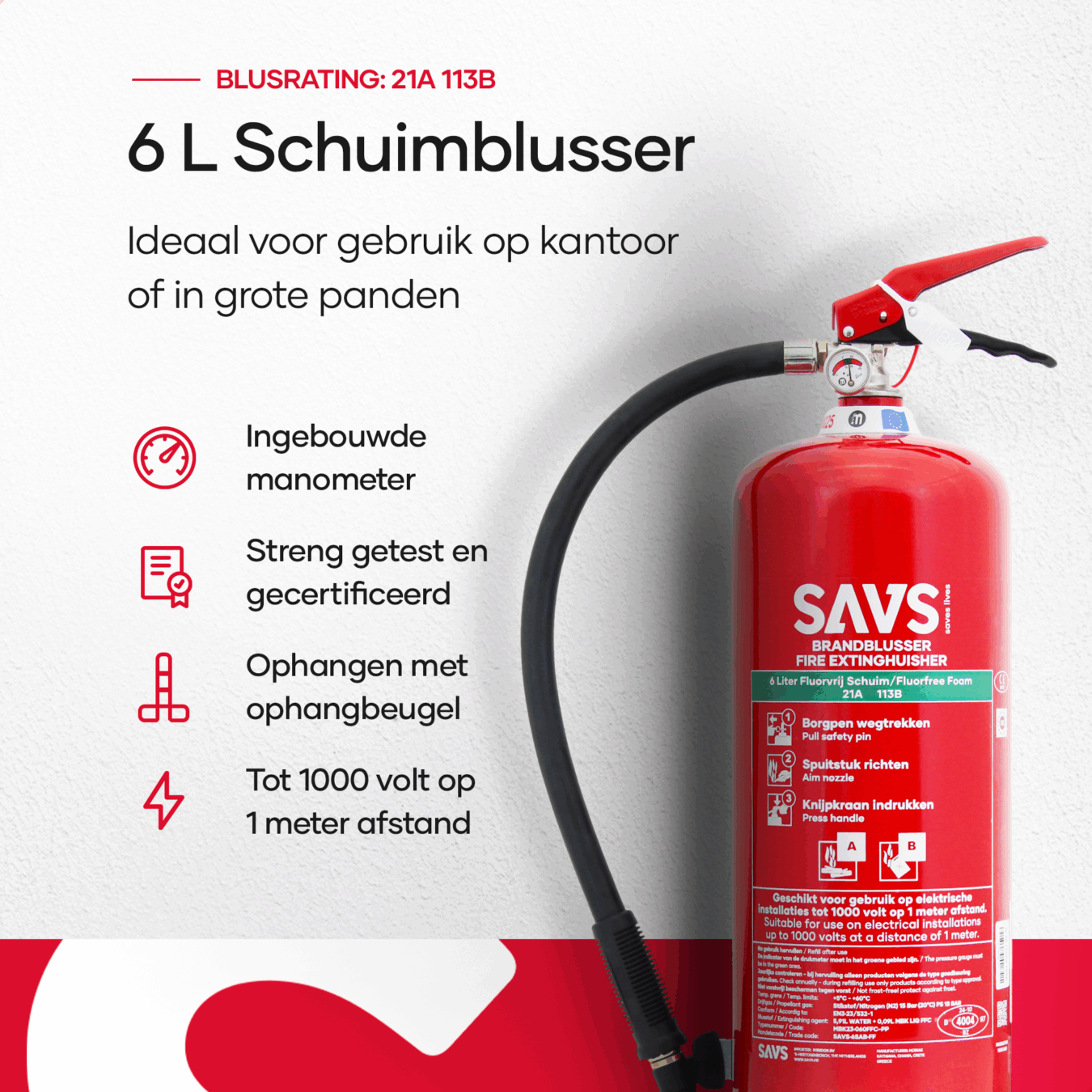 Koop SAVS schuimblusser 6 liter AB 100% PFAS-Fluorvrij