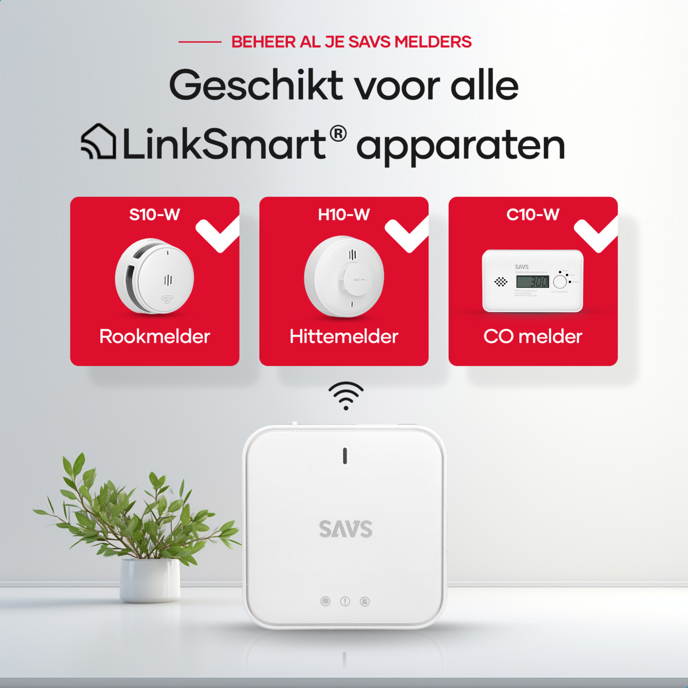 Koop SAVS Linksmart® bundel – 10 Slimme rookmelders en Base Station