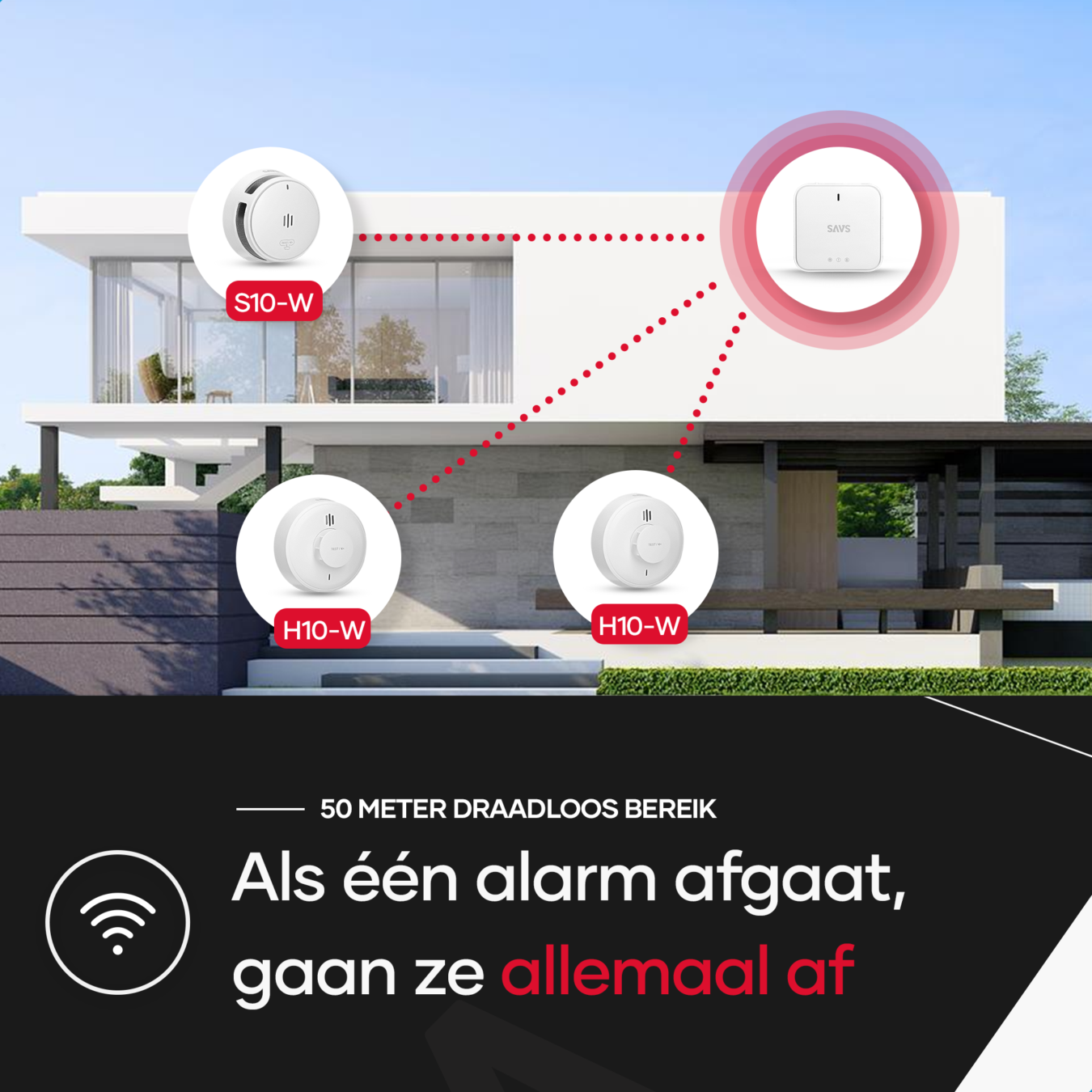Koop SAVS Linksmart® bundel – 10 Slimme rookmelders en Base Station