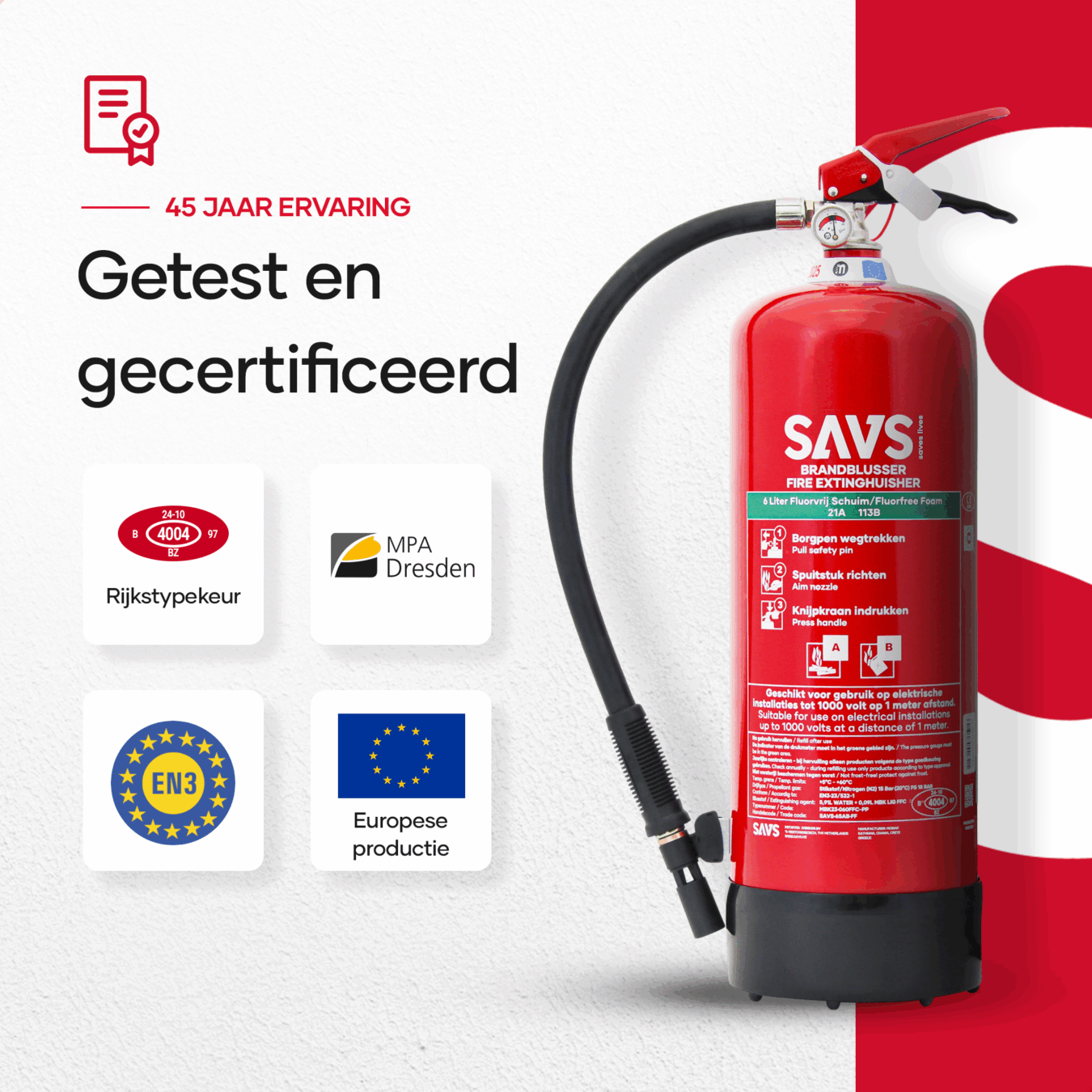 Koop SAVS schuimblusser 6 liter AB 100% PFAS-Fluorvrij