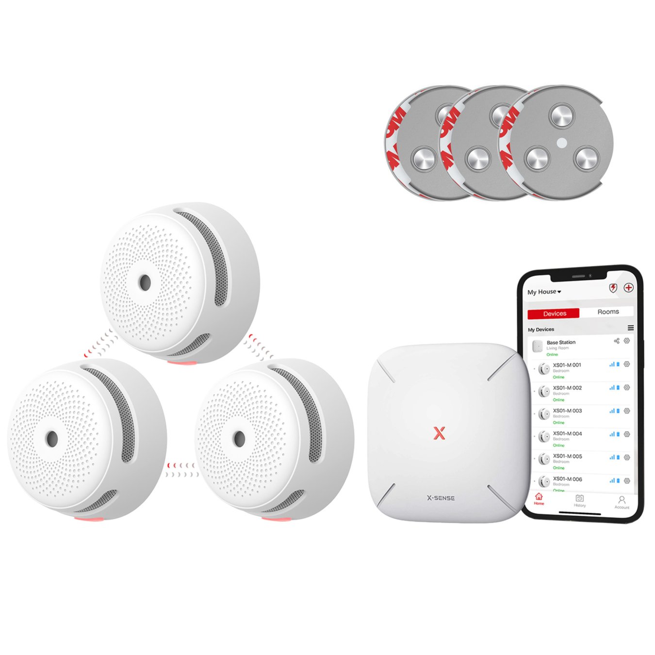 Koop X-Sense XS01-M Rookmelder - 3 pack + SAVS® Montageset en Base Station