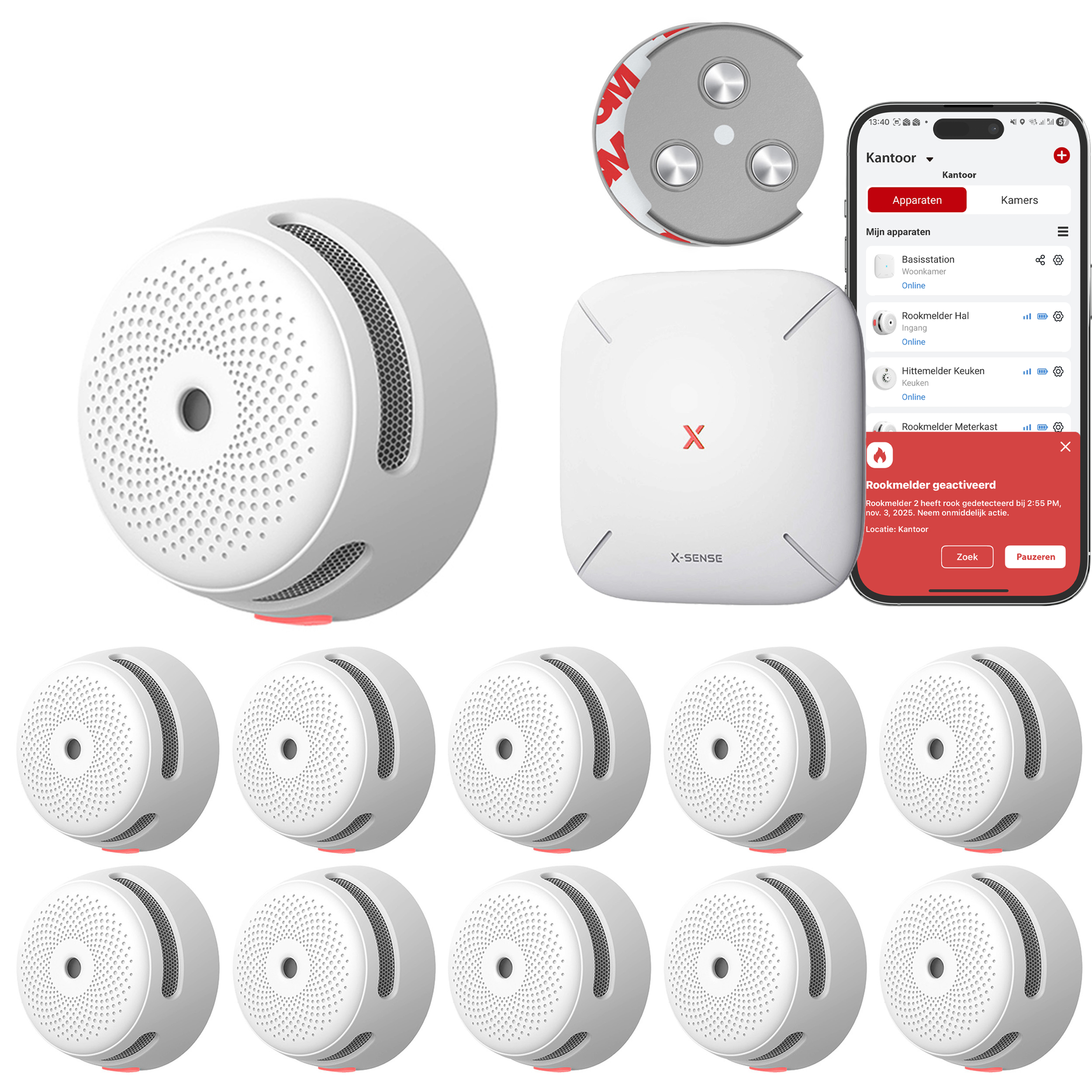 X-Sense Link+ Pro bundel - 10 Rookmelders en Base Station