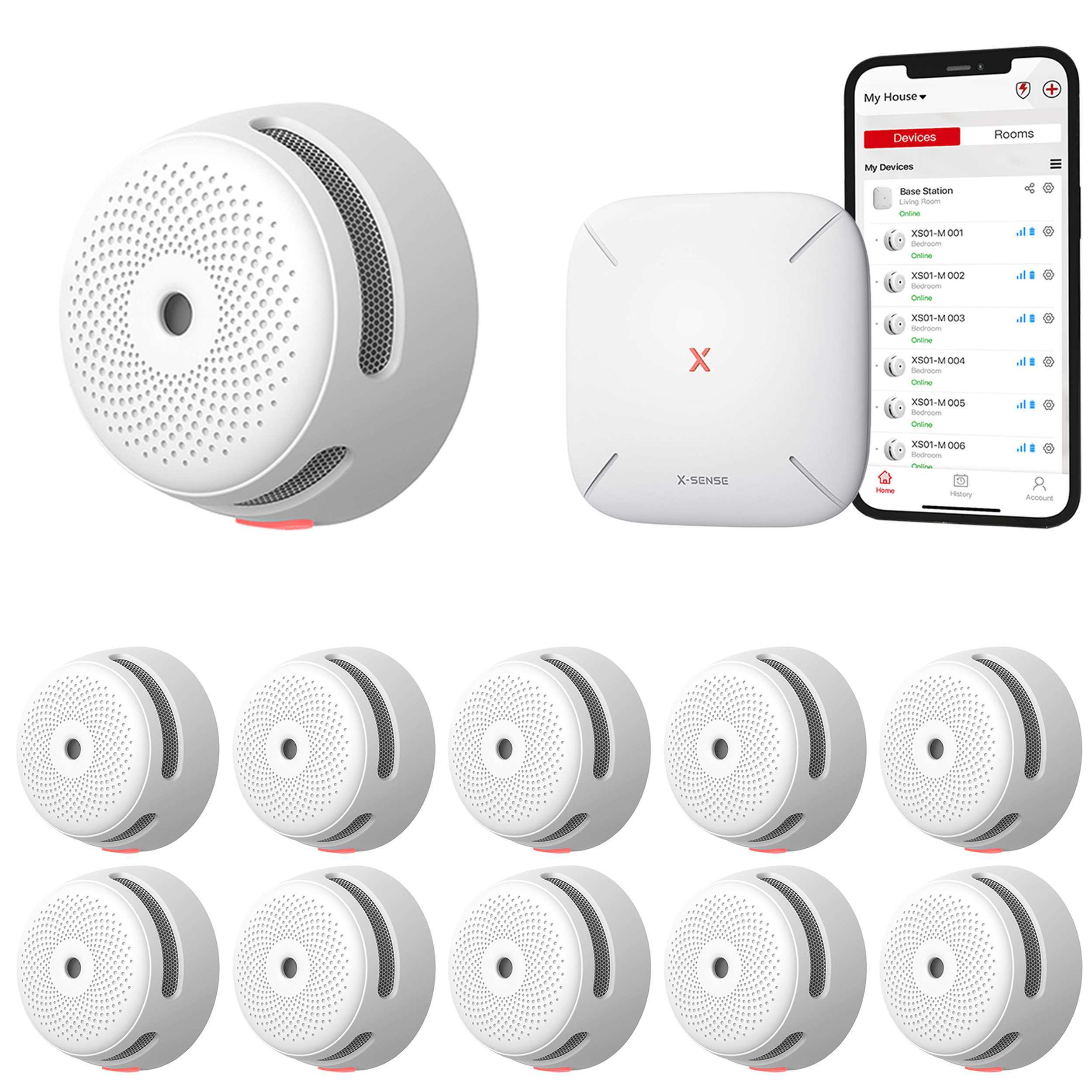 X-Sense Link+ Pro bundel - 10 Rookmelders en Base Station