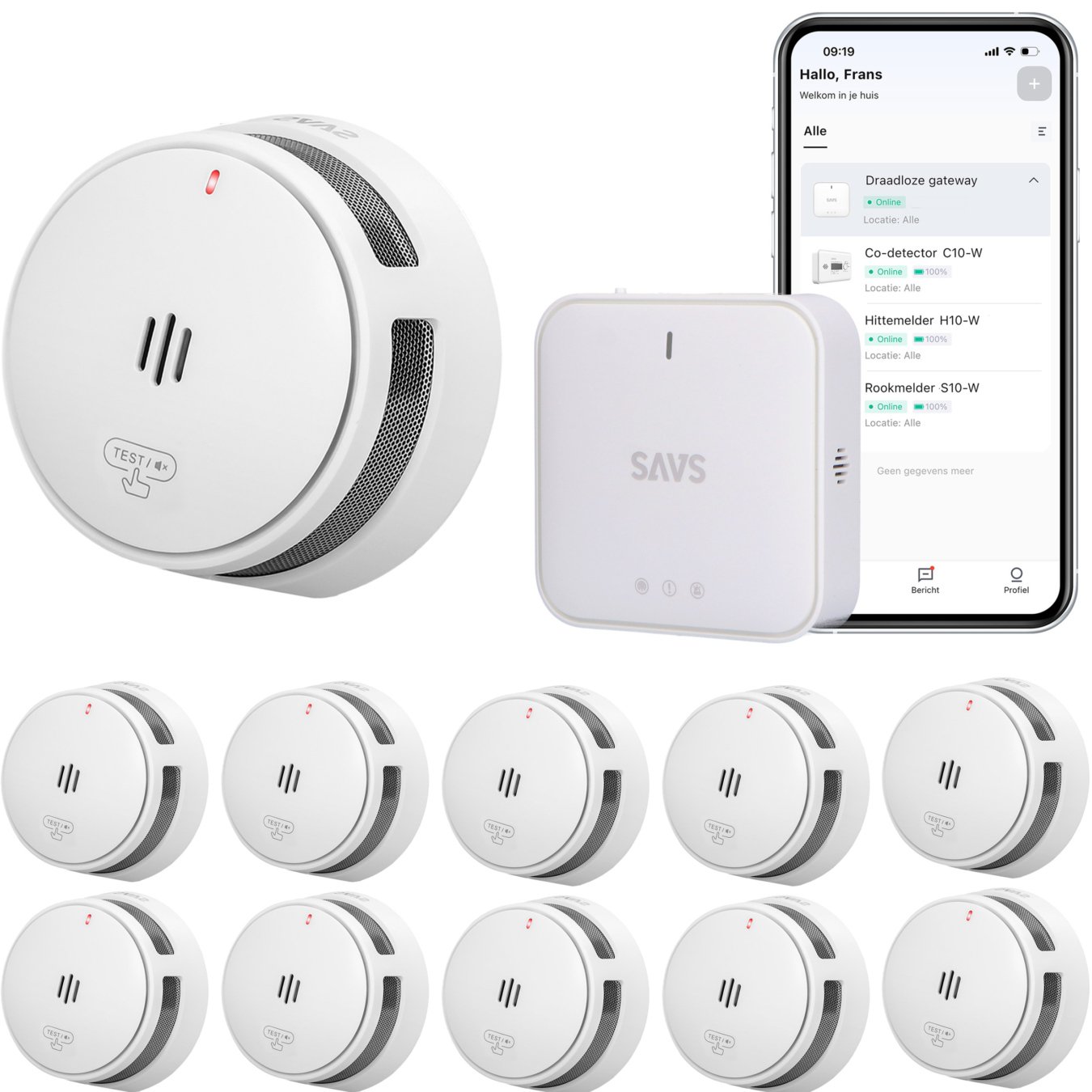 Koop SAVS Linksmart® bundel – 10 Slimme rookmelders en Base Station