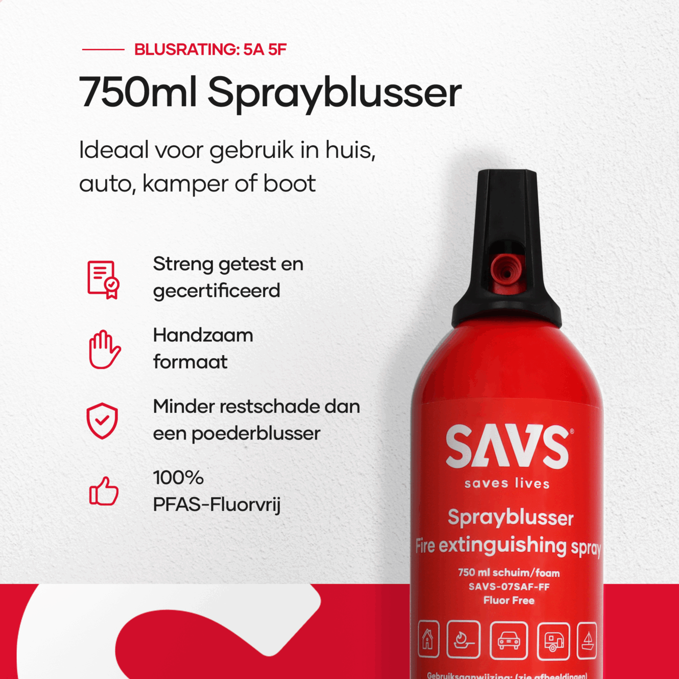 Koop SAVS Brandblus box – Sprayblusser 750 ml + Blusdeken – S