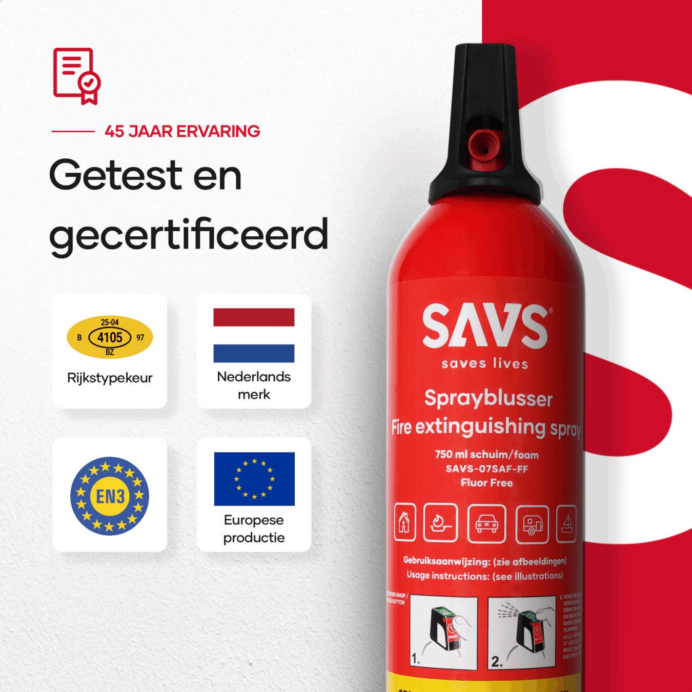 Koop SAVS Brandblus box – Sprayblusser 750 ml + Blusdeken – S