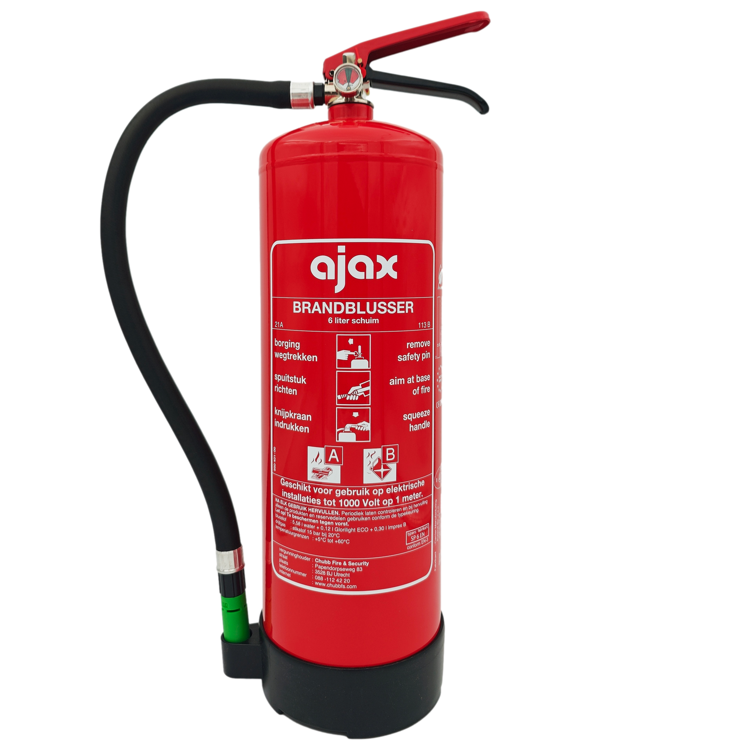 Ajax SP6En Brandblusser schuim 6 liter - Fluorvrij