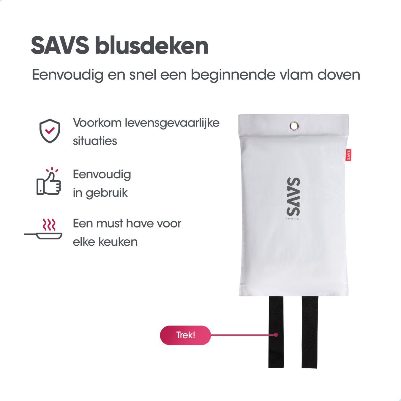 Koop SAVS Blusdeken 1 m x 1 m - Wit + Ophanghaak