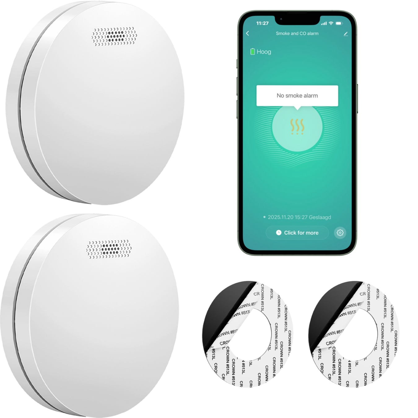 Koop SAVS SM11W Rookmelder Slim - Tuya 2-pack