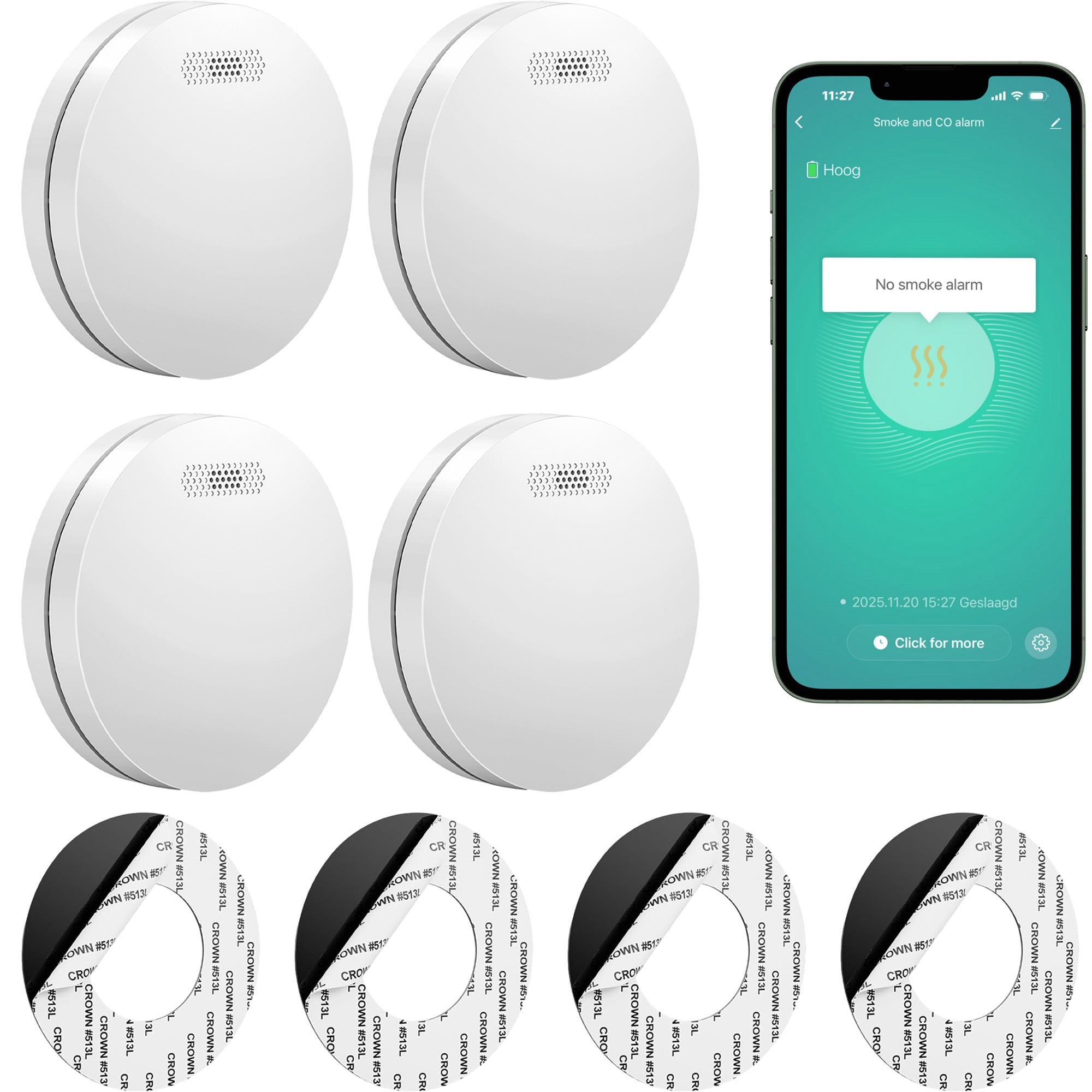 SAVS SM11W Rookmelder Slim - Tuya 4-pack