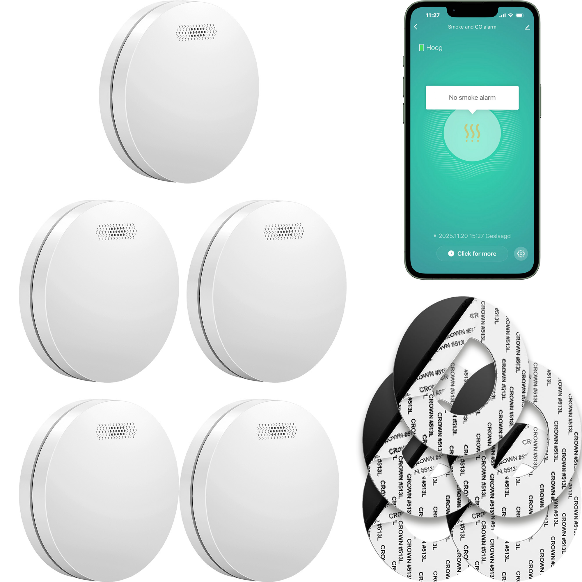 SAVS SM11W Rookmelder Slim - Tuya 5-pack