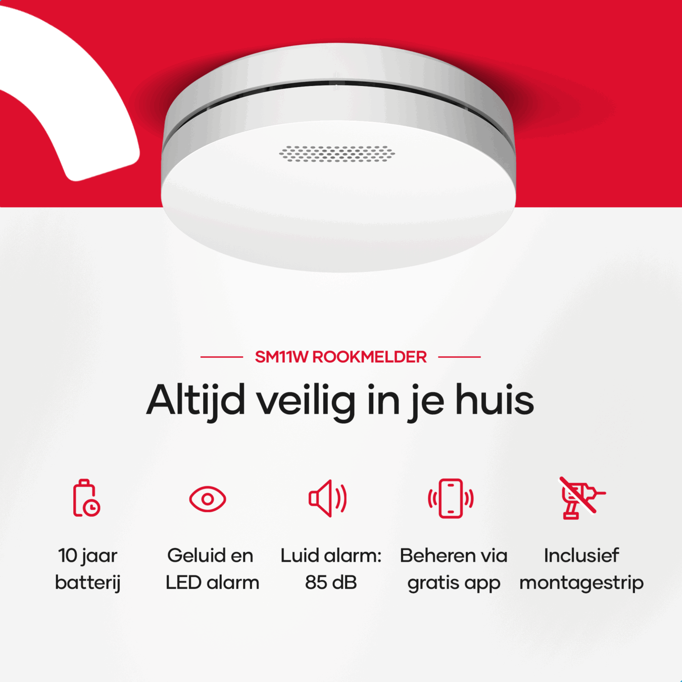 Koop SAVS SM11W Rookmelder Slim - Tuya