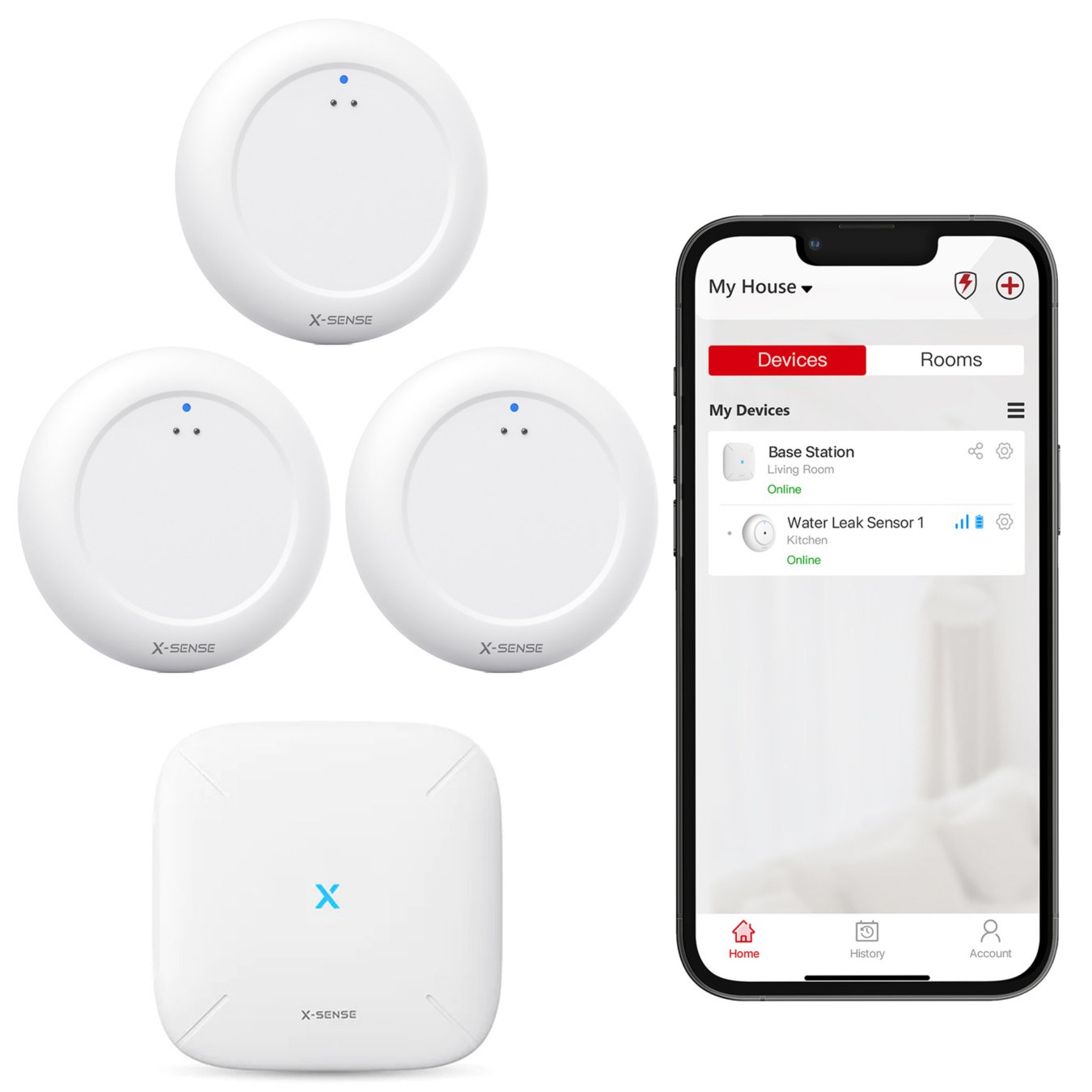 Koop X-Sense Smart Watermelder bundel – 3 SWS0A Watermelders en Base Station