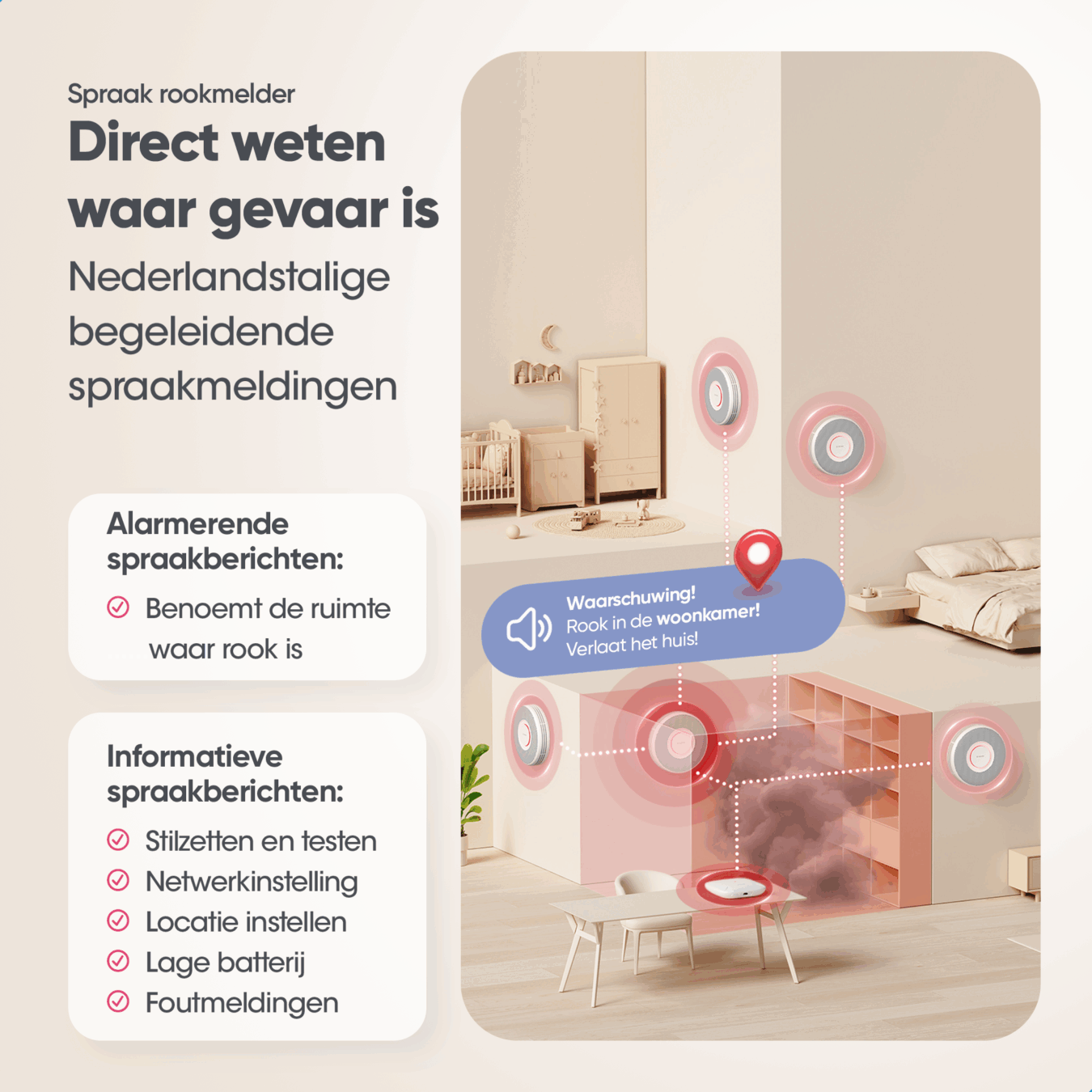 Koop X-Sense XS0B-MR Slimme Rookmelder bundel 4 pack Link+ Pro - Gesproken meldingen