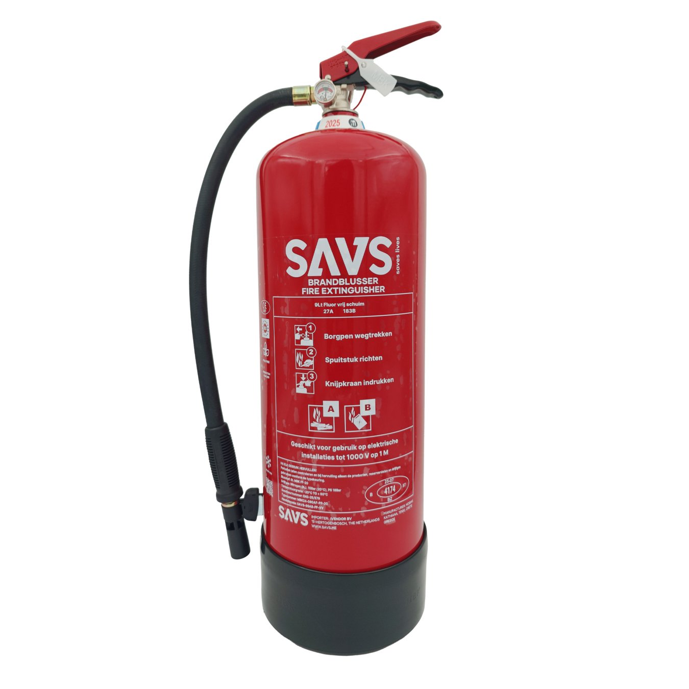 Koop SAVS schuimblusser 9 liter AB 100% PFAS-Fluorvrij en vorstvrij