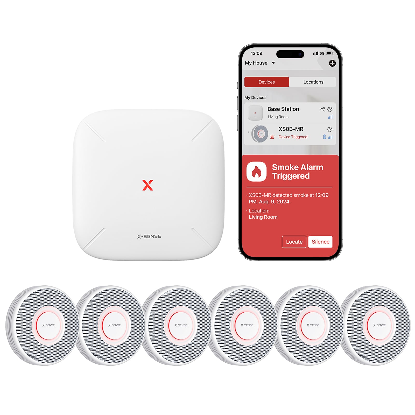 X-Sense XS0B-MR Slimme Rookmelder bundel 6 pack Link+ Pro - Gesproken meldingen