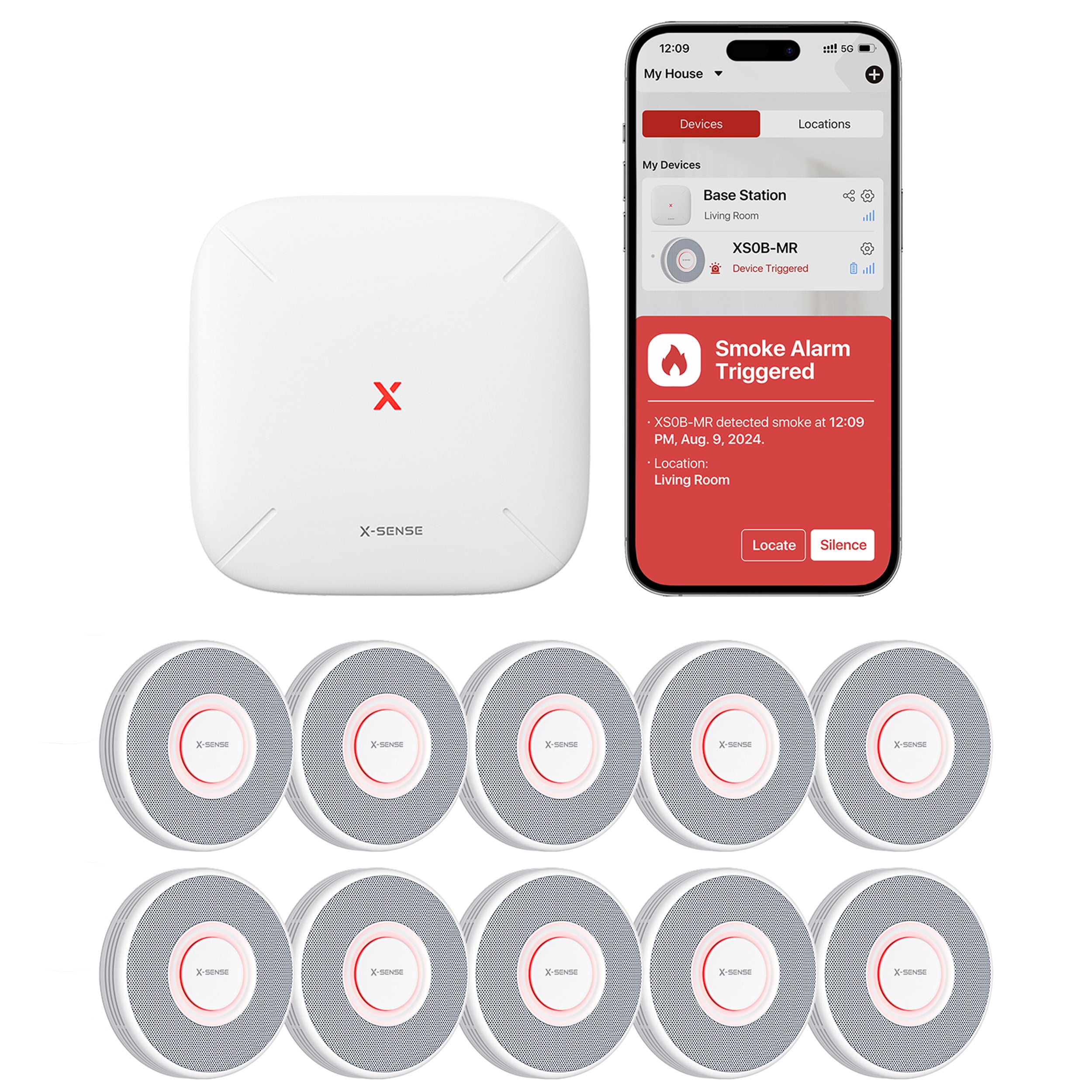 X-Sense XS0B-MR Slimme Rookmelder bundel 10 pack Link+ Pro - Gesproken meldingen