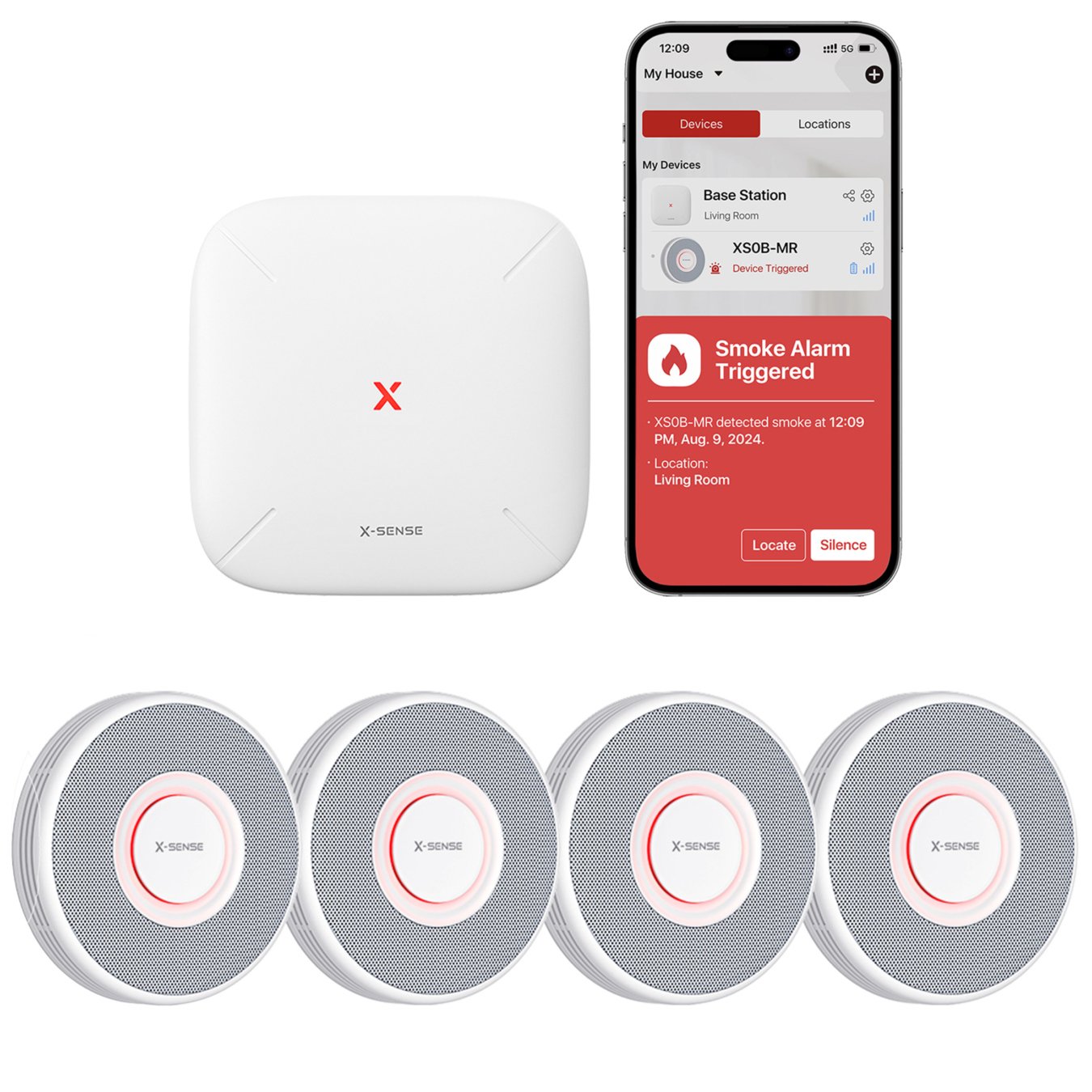 Koop X-Sense XS0B-MR Slimme Rookmelder bundel 4 pack Link+ Pro – Gesproken meldingen